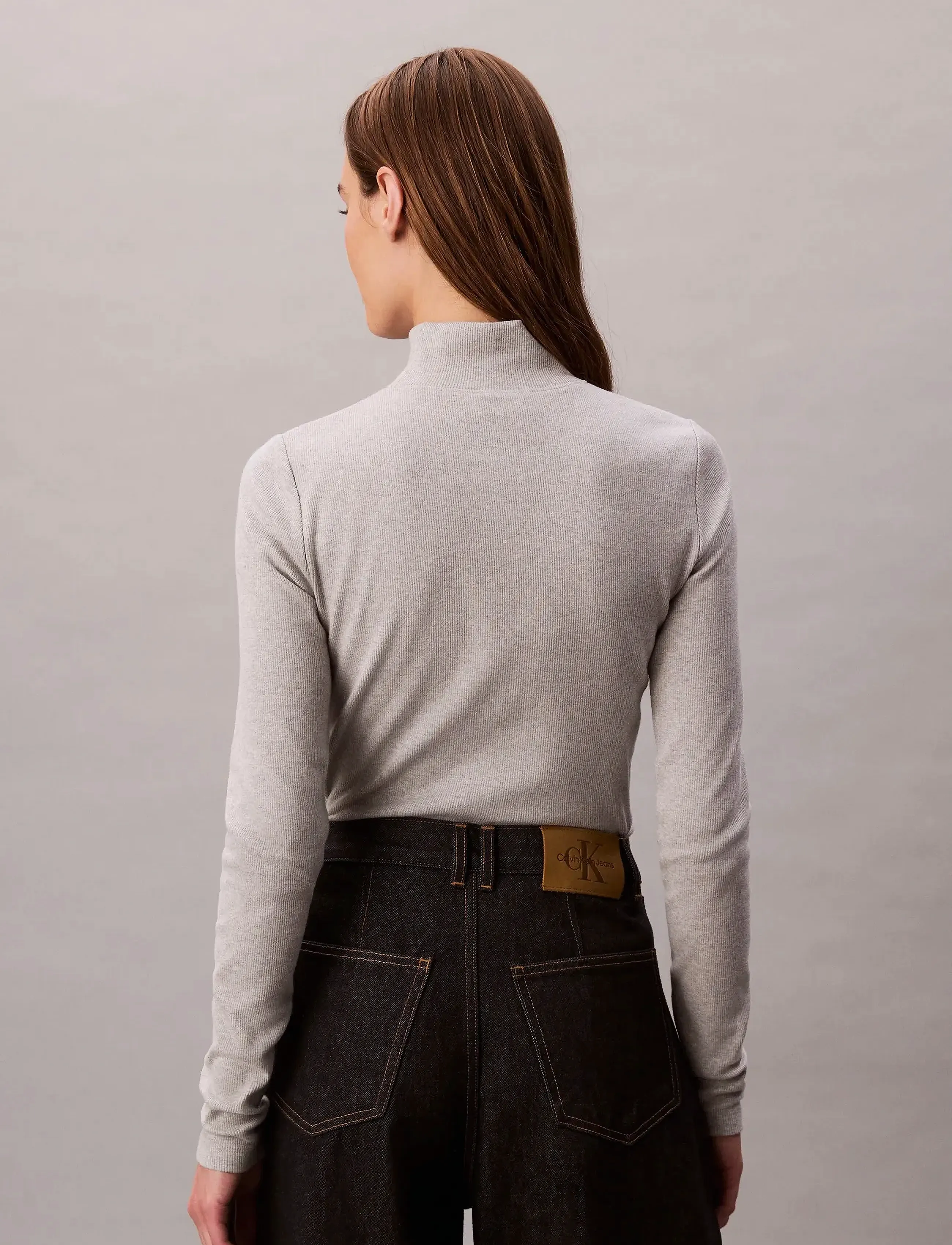 Calvin Klein Jeans - LS WOVEN LABEL TURTLENECK - golfai - history grey heather - 5