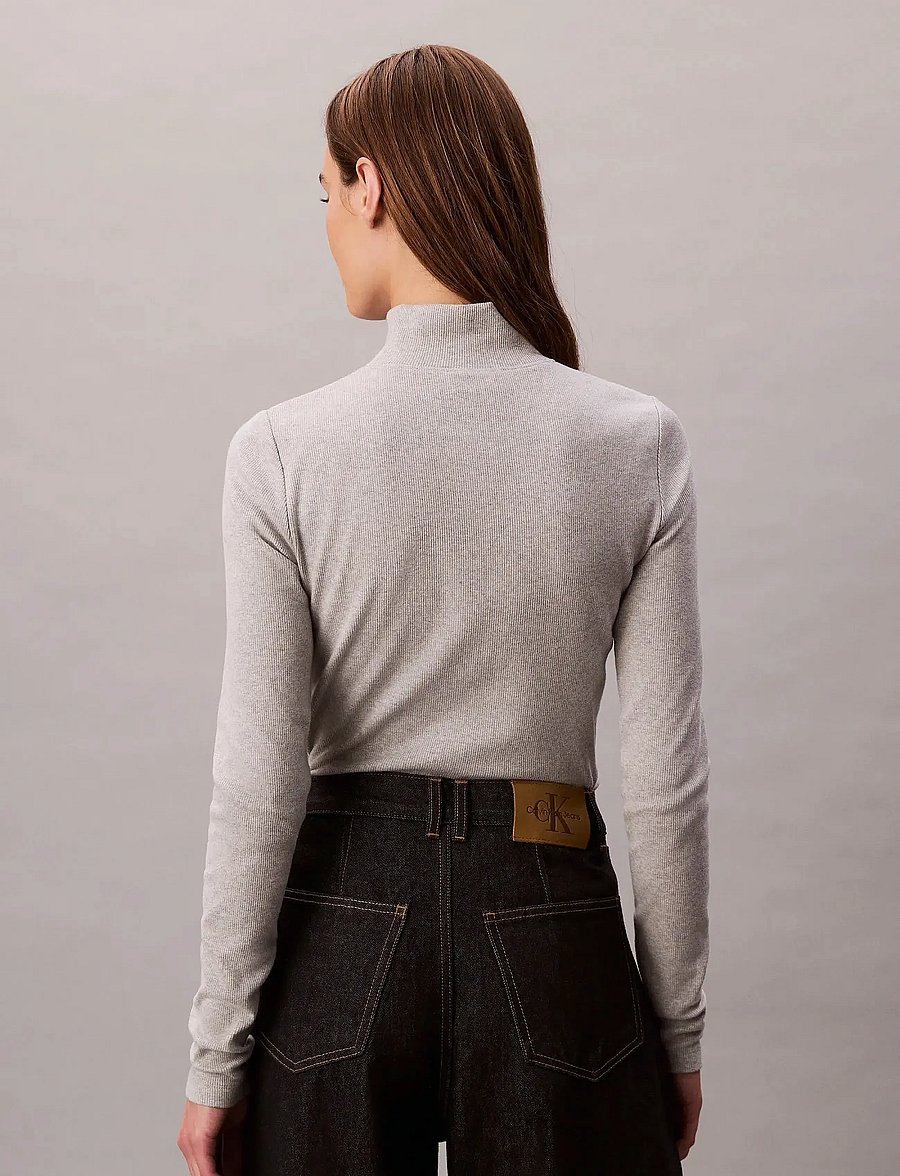 Calvin Klein Jeans - LS WOVEN LABEL TURTLENECK - rullekraver - history grey heather - 5