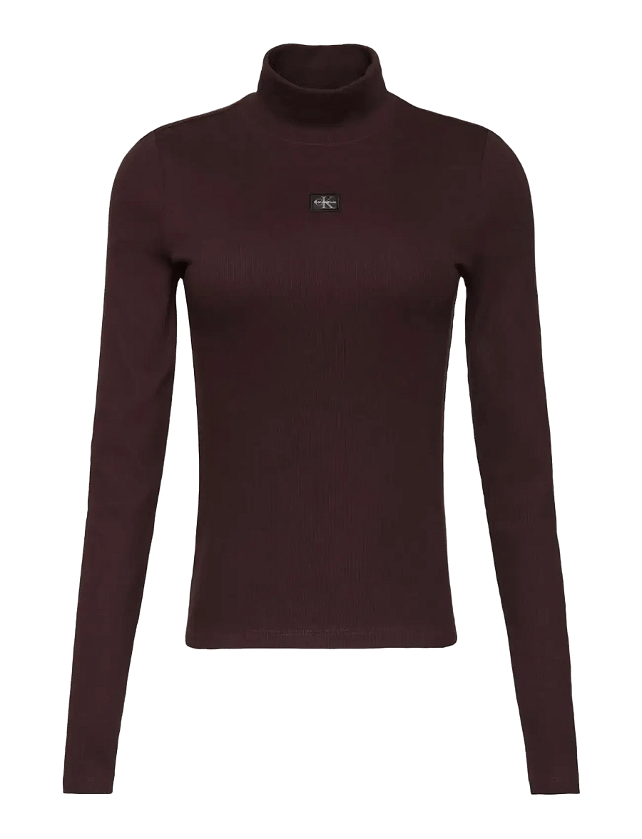 Calvin Klein Jeans - LS WOVEN LABEL TURTLENECK - rollkragenpullover - mocha brown - 1