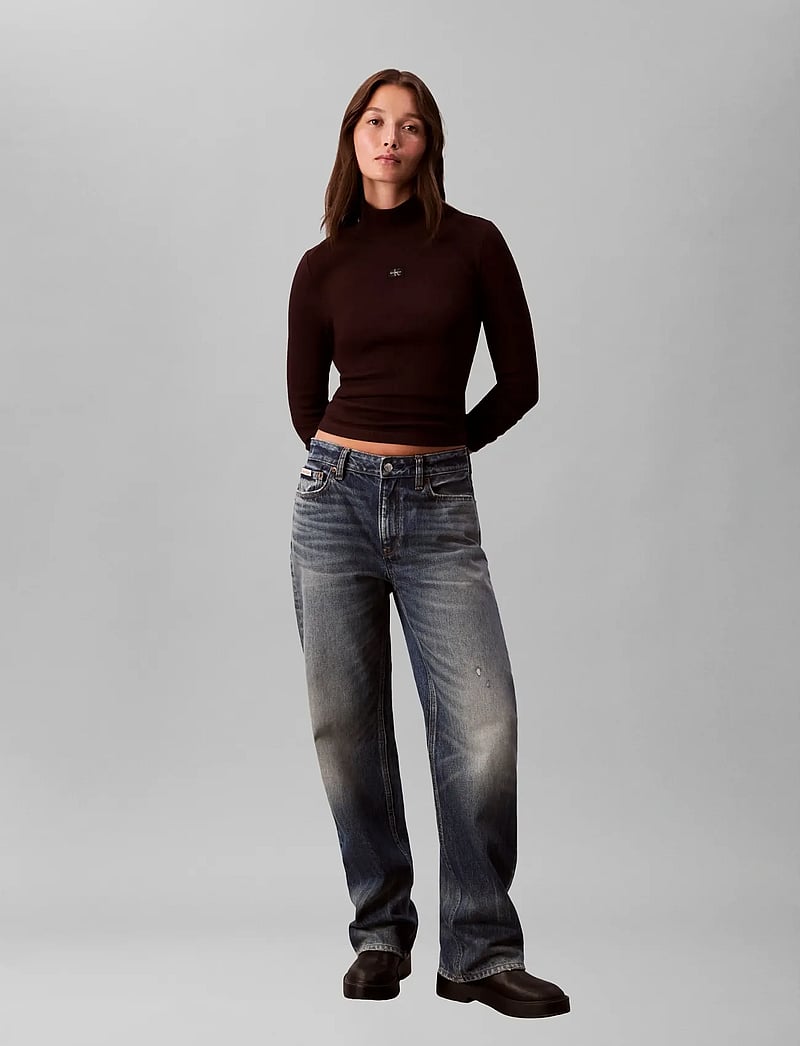 Calvin Klein Jeans - LS WOVEN LABEL TURTLENECK - turtlenecks - mocha brown - 0
