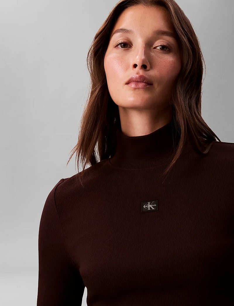 Calvin Klein Jeans - LS WOVEN LABEL TURTLENECK - turtlenecks - mocha brown - 3