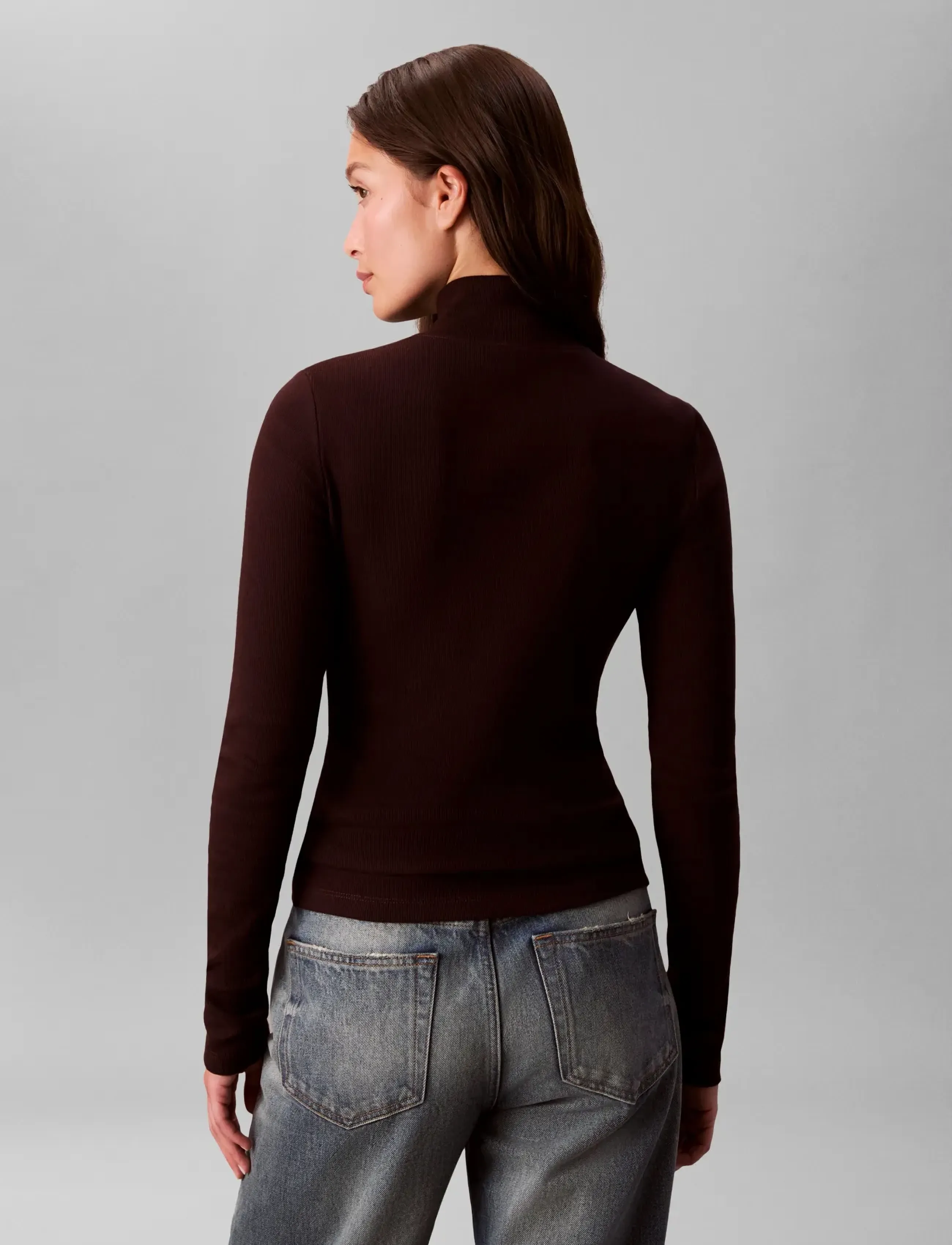 Calvin Klein Jeans - LS WOVEN LABEL TURTLENECK - polotröjor - mocha brown - 4