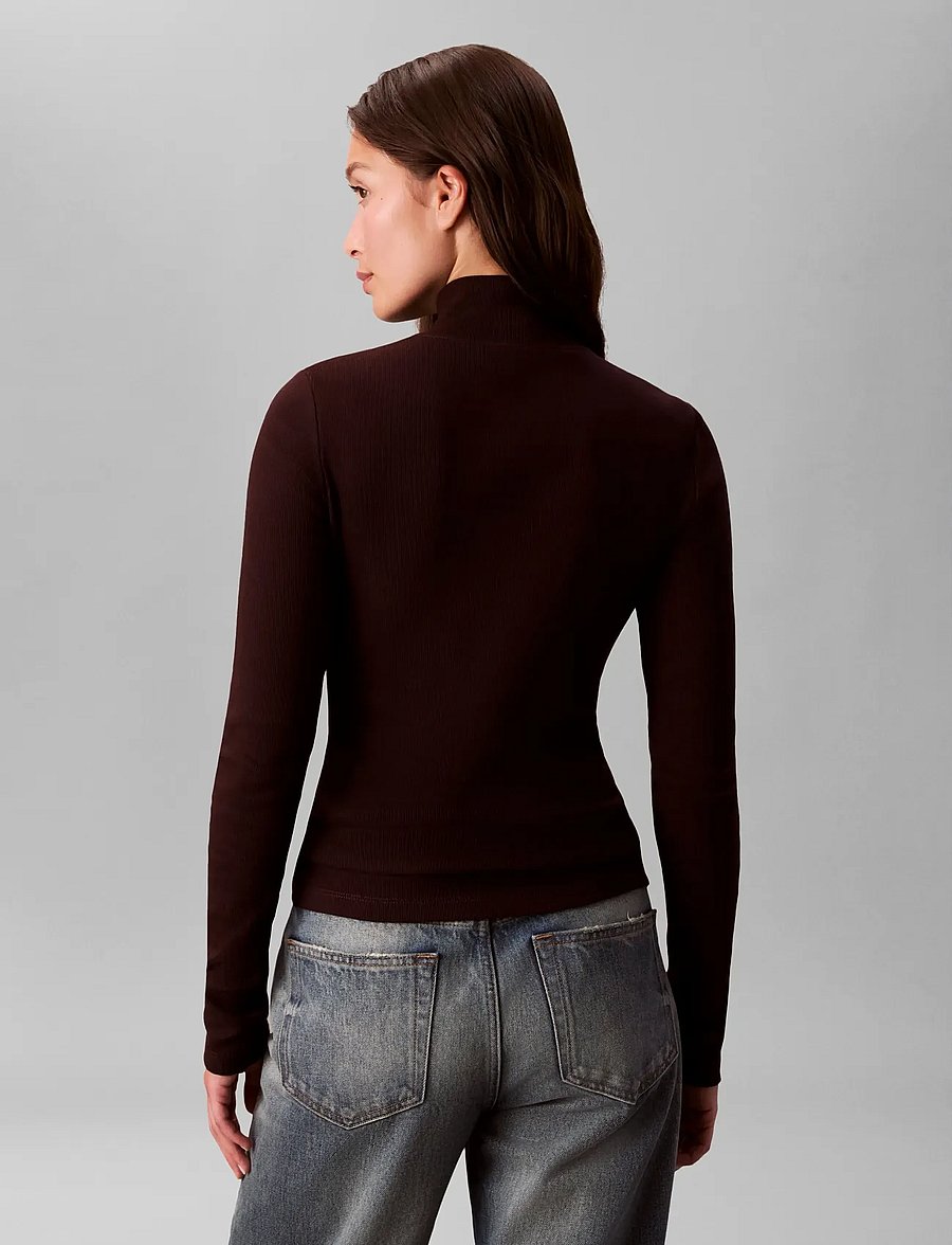 Calvin Klein Jeans - LS WOVEN LABEL TURTLENECK - rollkragenpullover - mocha brown - 4
