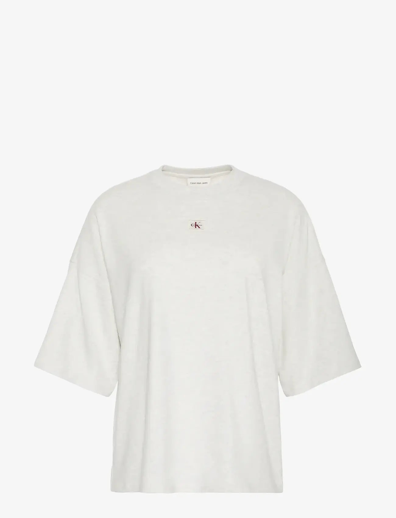 Calvin Klein Jeans - SS WOVEN LABEL OVERSIZED TEE - t-shirts - bc01 light grey heather - 1
