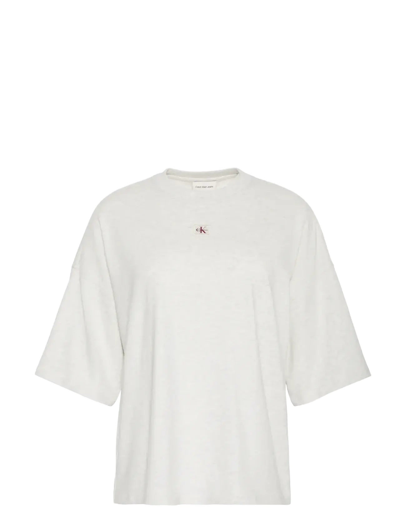 Calvin Klein Jeans SS WOVEN LABEL OVERSIZED TEE - Calvin Klein Jeans - BC01 LIGHT GREY HEATHER / grey
