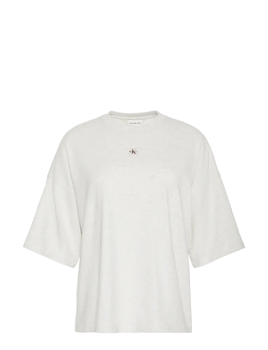 Calvin Klein Jeans - SS HERITAGE LABEL OVERSIZED TEE - t-shirts - bc01 light grey heather - 1
