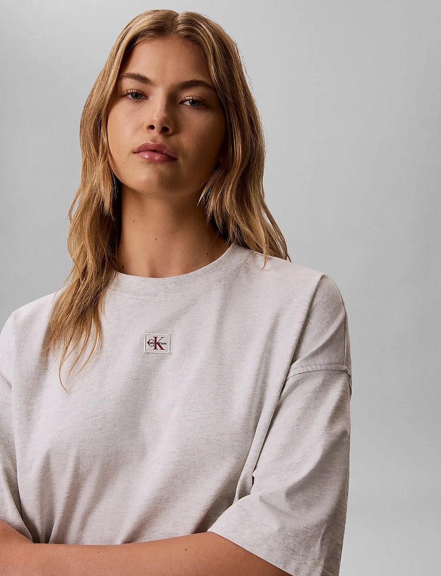 Calvin Klein Jeans - SS HERITAGE LABEL OVERSIZED TEE - t-shirts - bc01 light grey heather - 3