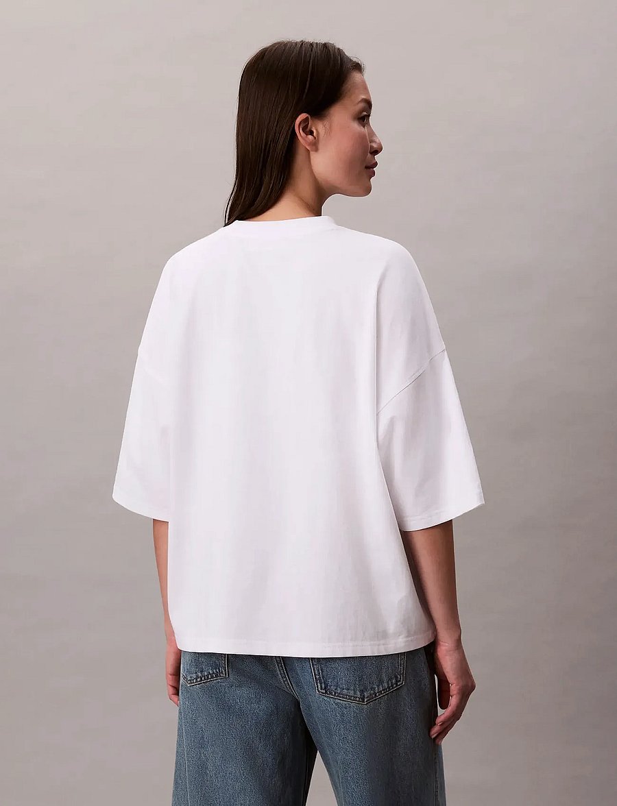 Calvin Klein Jeans - SS WOVEN LABEL OVERSIZED TEE - t-shirts - bright white - 5