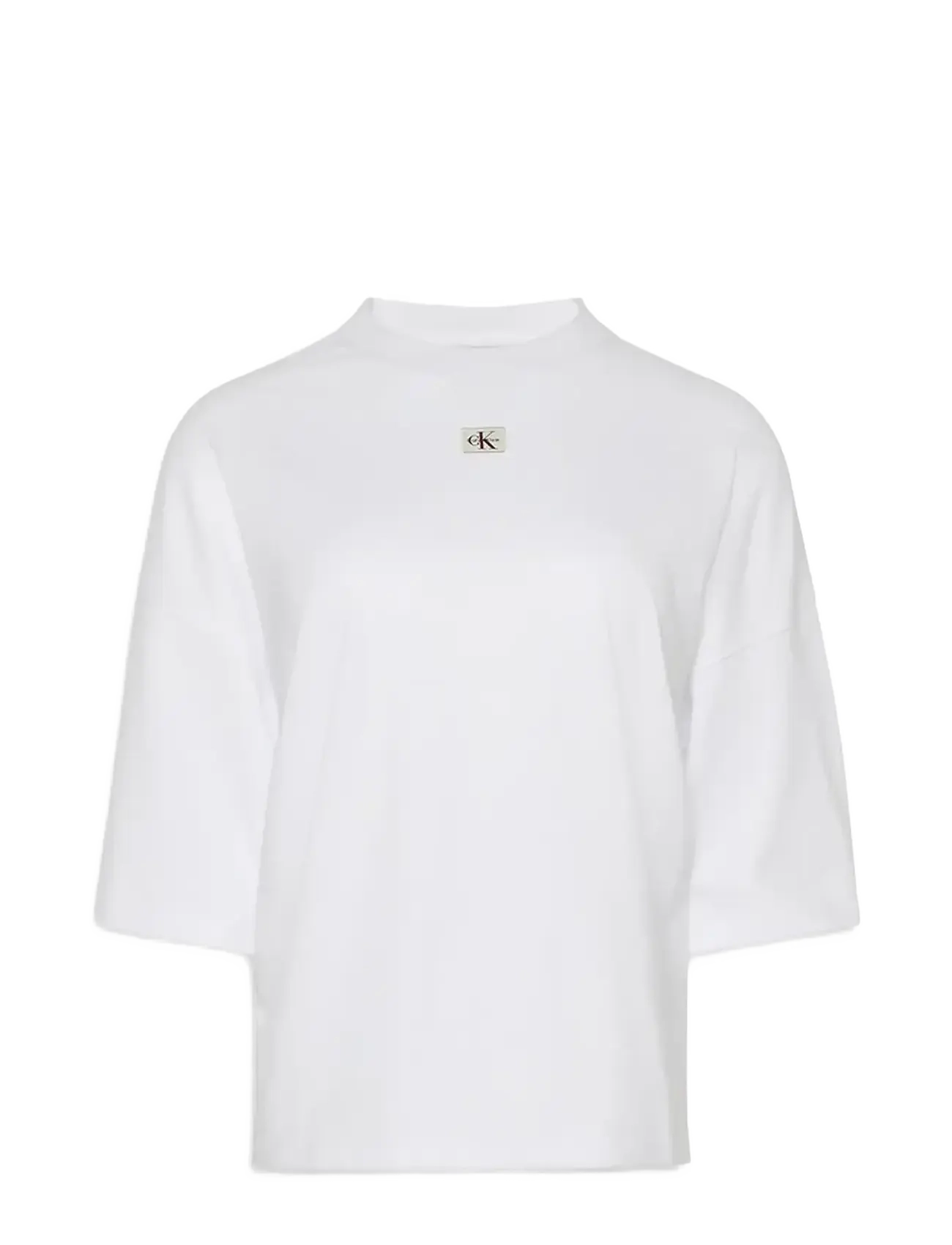 SS WOVEN LABEL OVERSIZED TEE - BRILLIANT WHITE