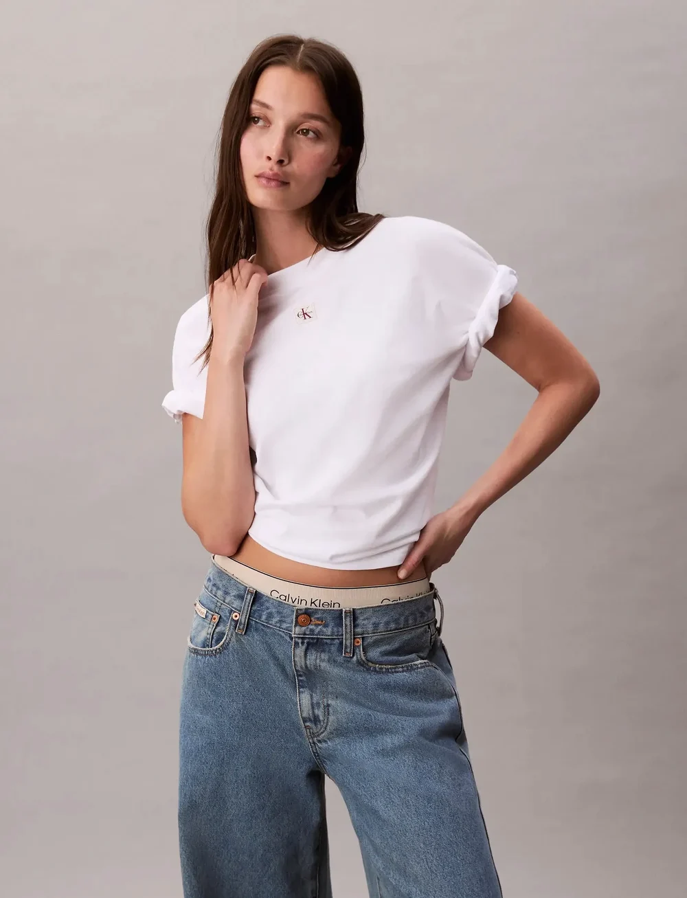 Calvin Klein Jeans - SS WOVEN LABEL OVERSIZED TEE - t-shirts - brilliant white - 4