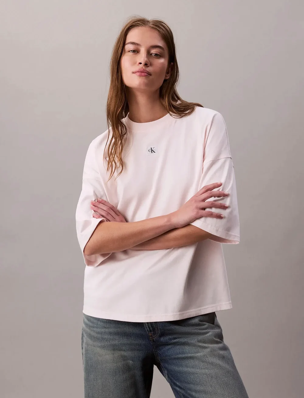 Calvin Klein Jeans - SS WOVEN LABEL OVERSIZED TEE - t-shirts - tender blush - 4