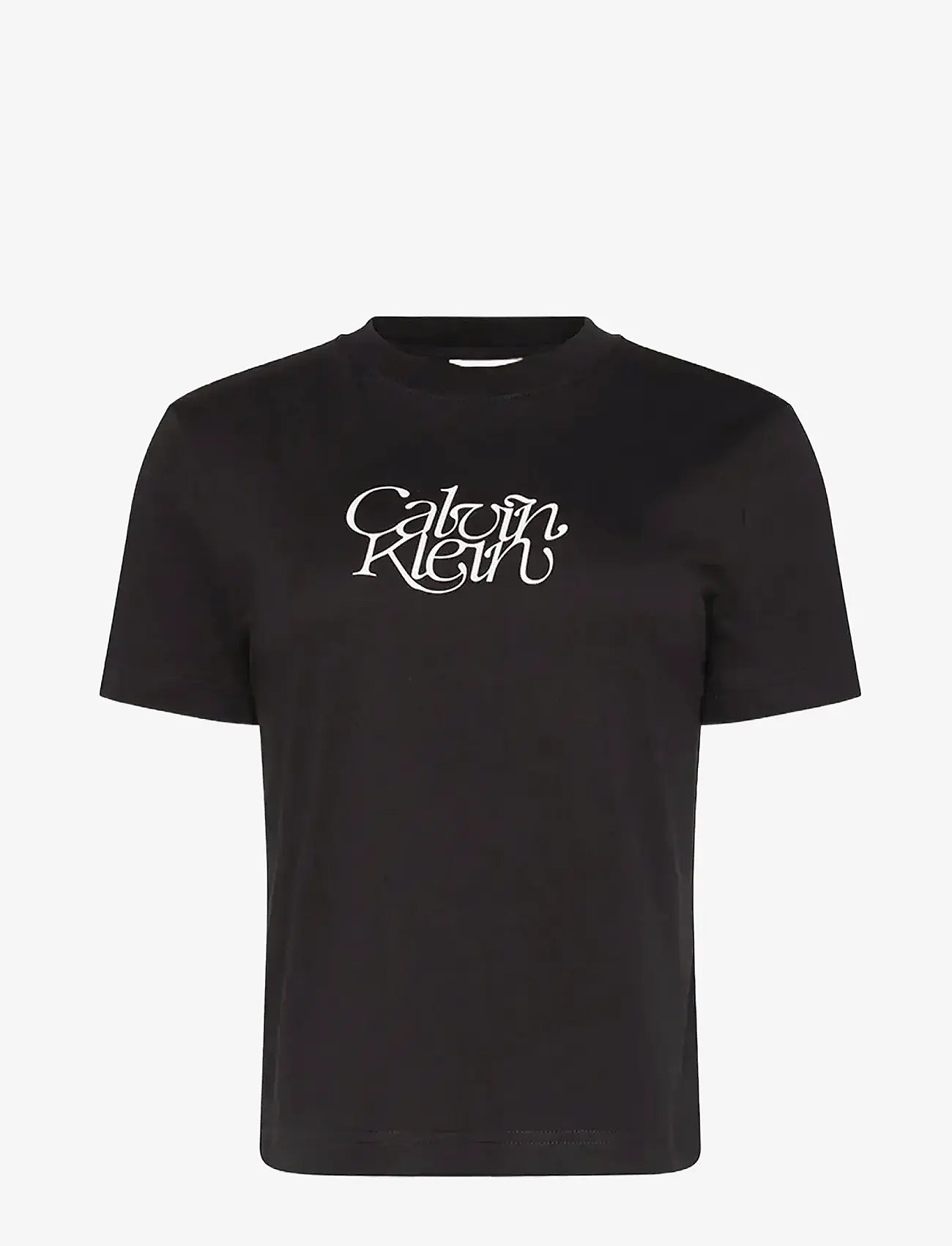 Calvin Klein Jeans - SS FITTED SCRIPT CALVIN KLEIN TE - herbstliche kleidung - black - 0