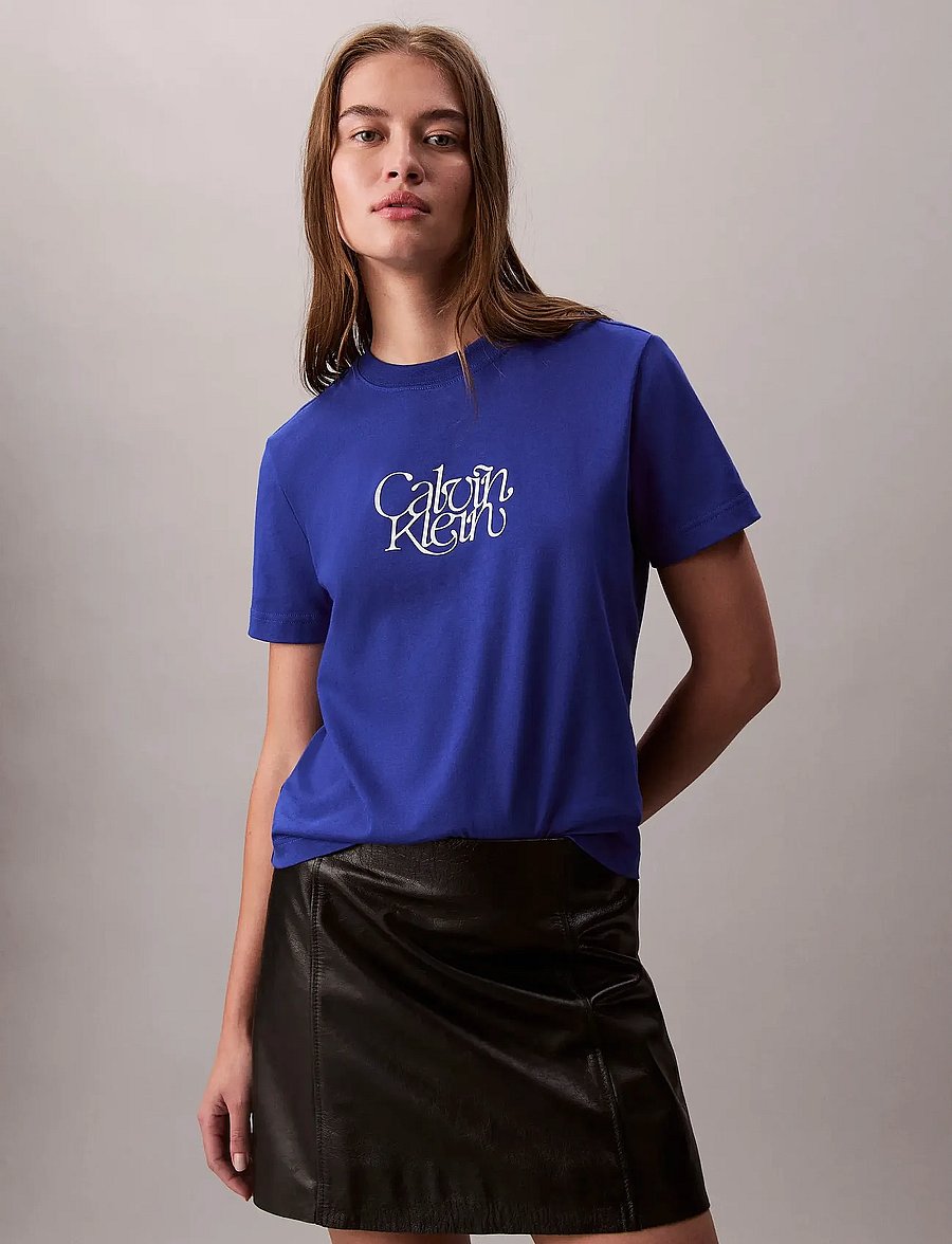 Calvin Klein Jeans - SS FITTED SCRIPT CALVIN KLEIN TE - t-shirts - cobalt - 0