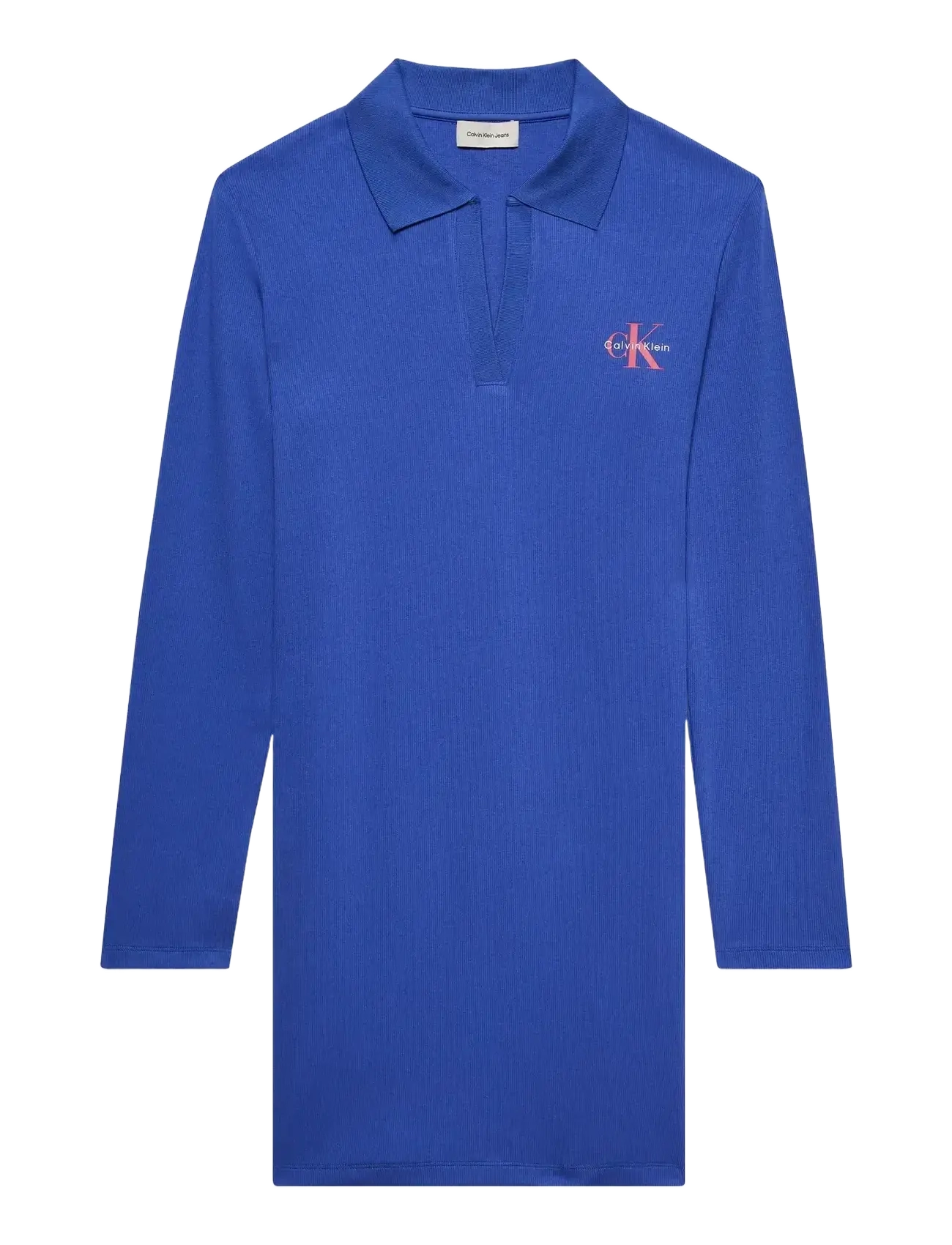 Calvin Klein Jeans LS MONOLOGO RIB POLO MINI DRESS - Klänningar - AMBITIOUS BLUE / blue