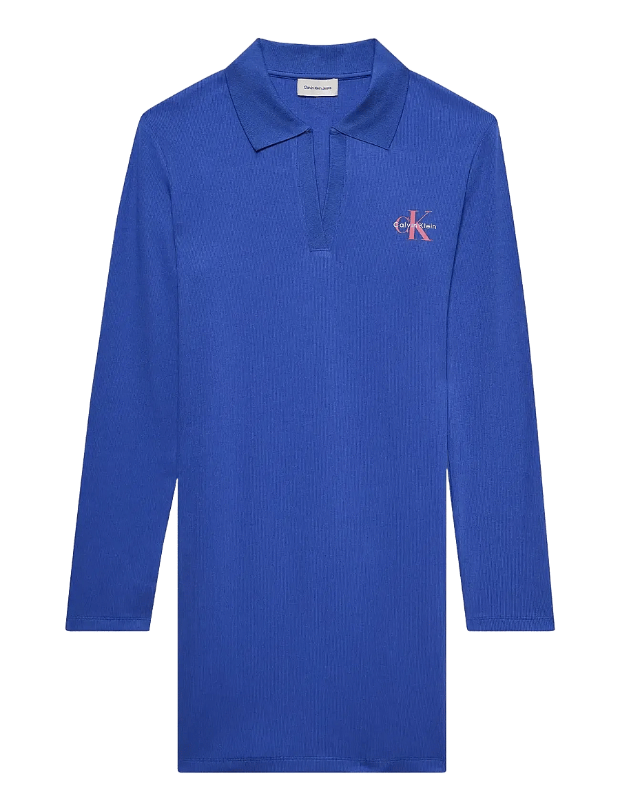 Calvin Klein Jeans - LS MONOLOGO RIB POLO MINI DRESS - shirt dresses - ambitious blue - 1
