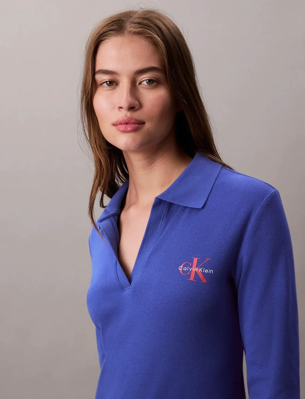 Calvin Klein Jeans - LS MONOLOGO RIB POLO MINI DRESS - shirt dresses - ambitious blue - 2