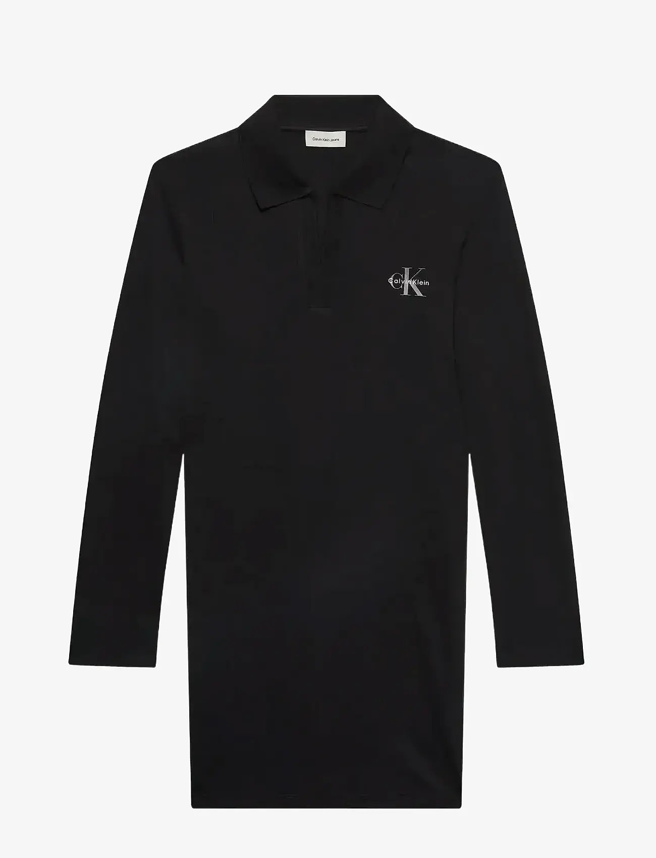 Calvin Klein Jeans - LS MONOLOGO RIB POLO MINI DRESS - hemdkleider - black - 1