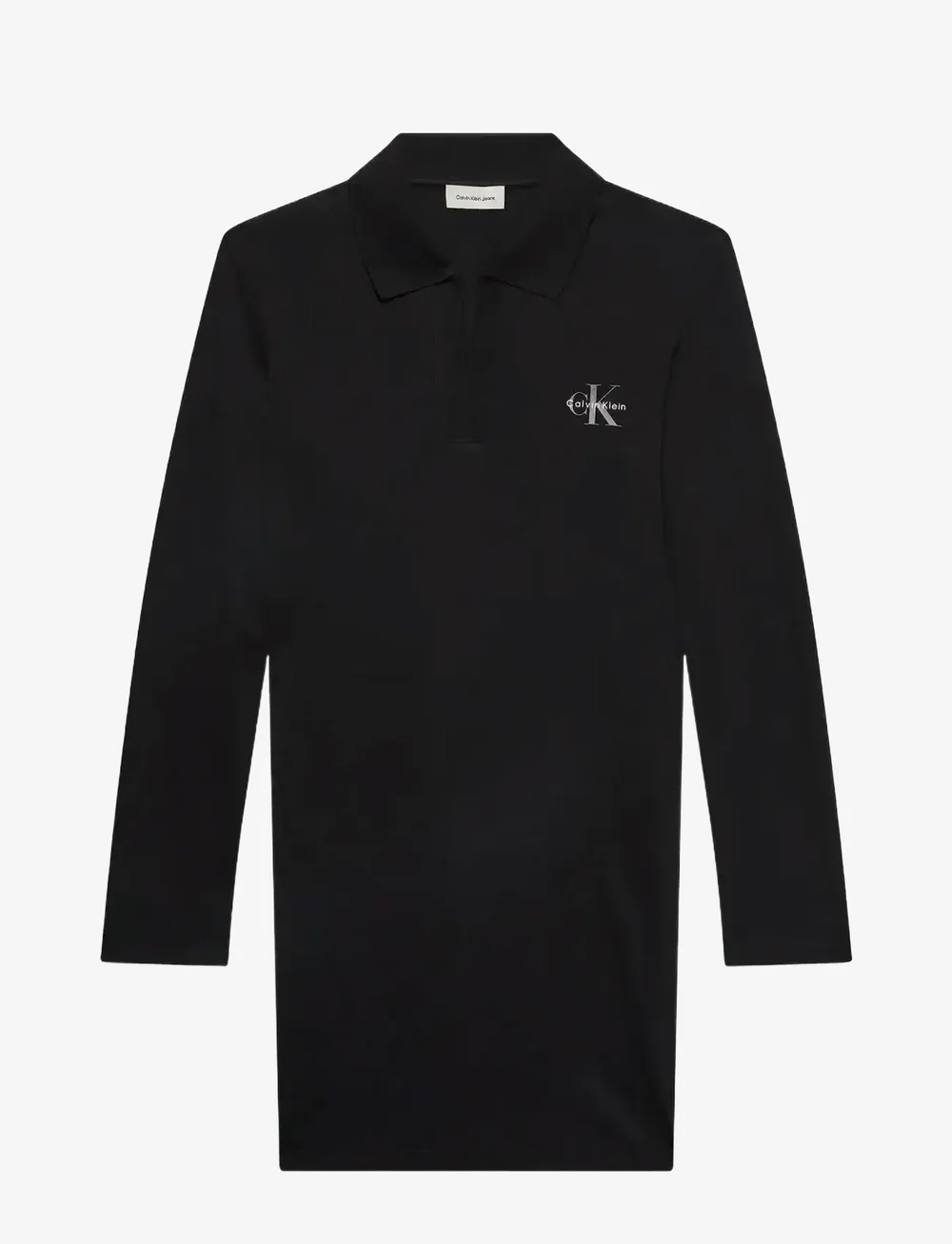 Calvin Klein Jeans - LS MONOLOGO RIB POLO MINI DRESS - shirt dresses - black - 1