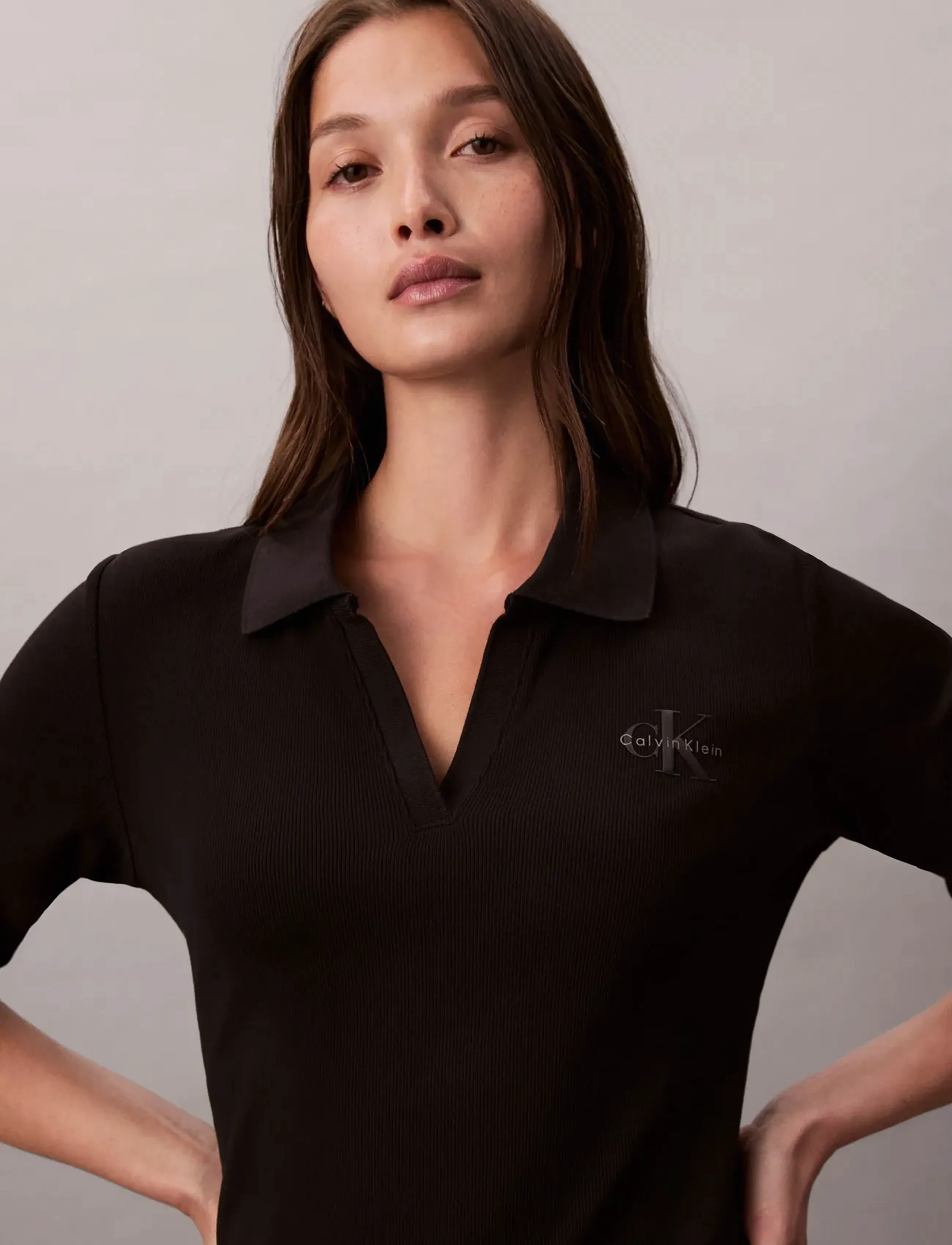 Calvin Klein Jeans - LS MONOLOGO RIB POLO MINI DRESS - hemdkleider - black - 2
