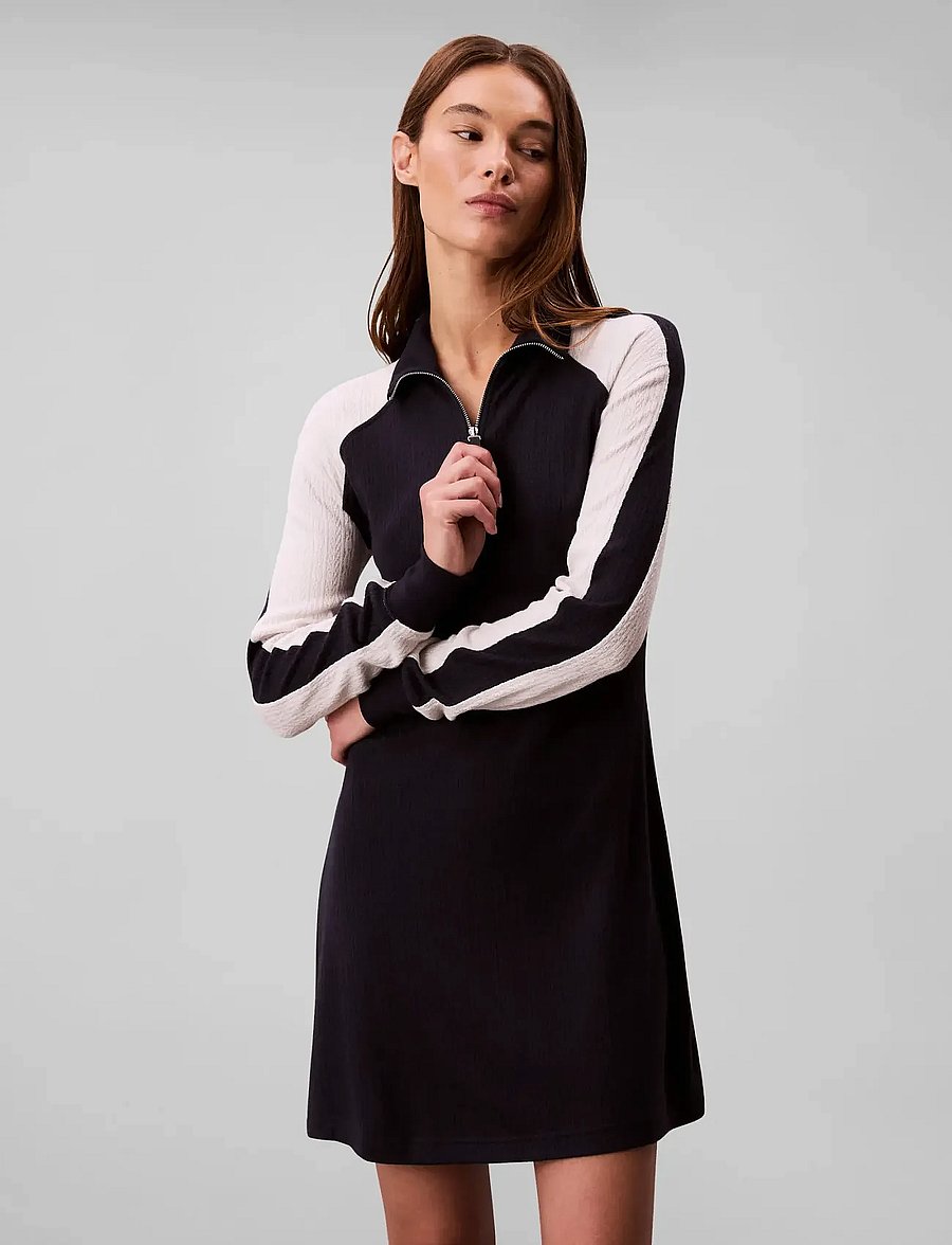 Calvin Klein Jeans - FALL TEXTURE MINI DRESS - t-shirt-kleider - dark sapphire - 4