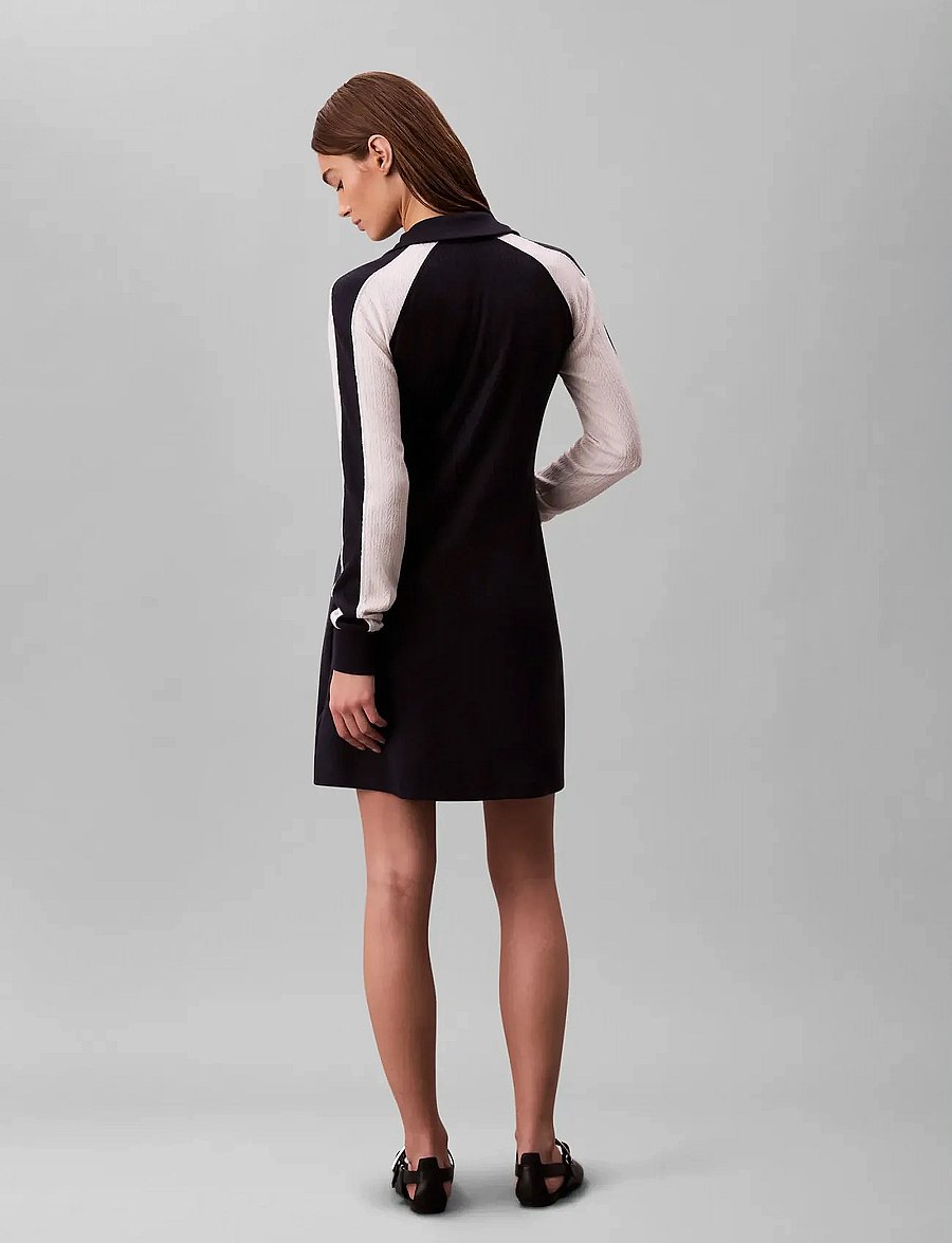 Calvin Klein Jeans - FALL TEXTURE MINI DRESS - t-shirt-kleider - dark sapphire - 5