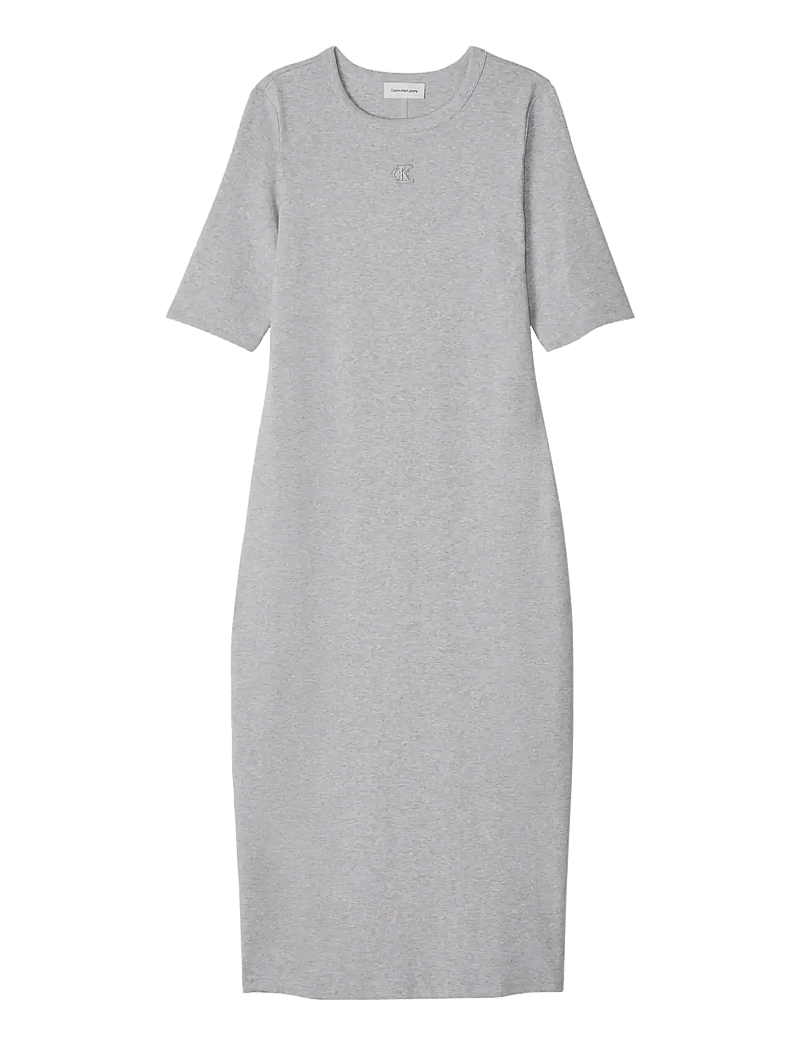 Calvin Klein Jeans - HS CTN CONTOUR 1X1 RIB MIDI DRES - etuikleider - bc06 grey heather - 1