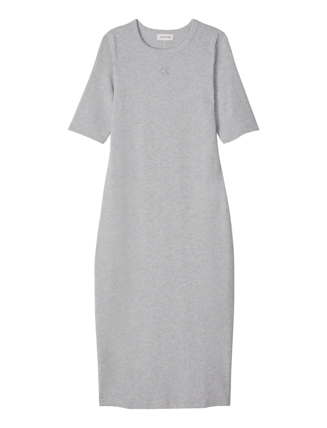 Calvin Klein Jeans HS 1X1 REFINED COTTON RIB MIDI D - Klänningar - BC06 GREY HEATHER / grey