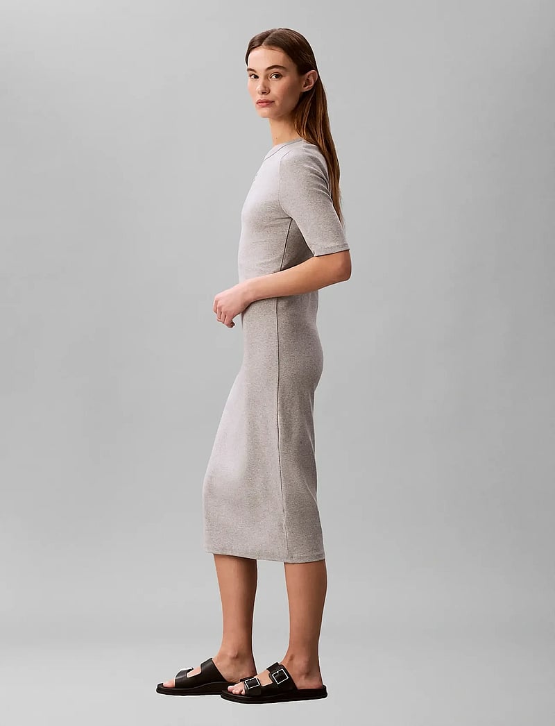 Calvin Klein Jeans - HS CTN CONTOUR 1X1 RIB MIDI DRES - etuikleider - bc06 grey heather - 4