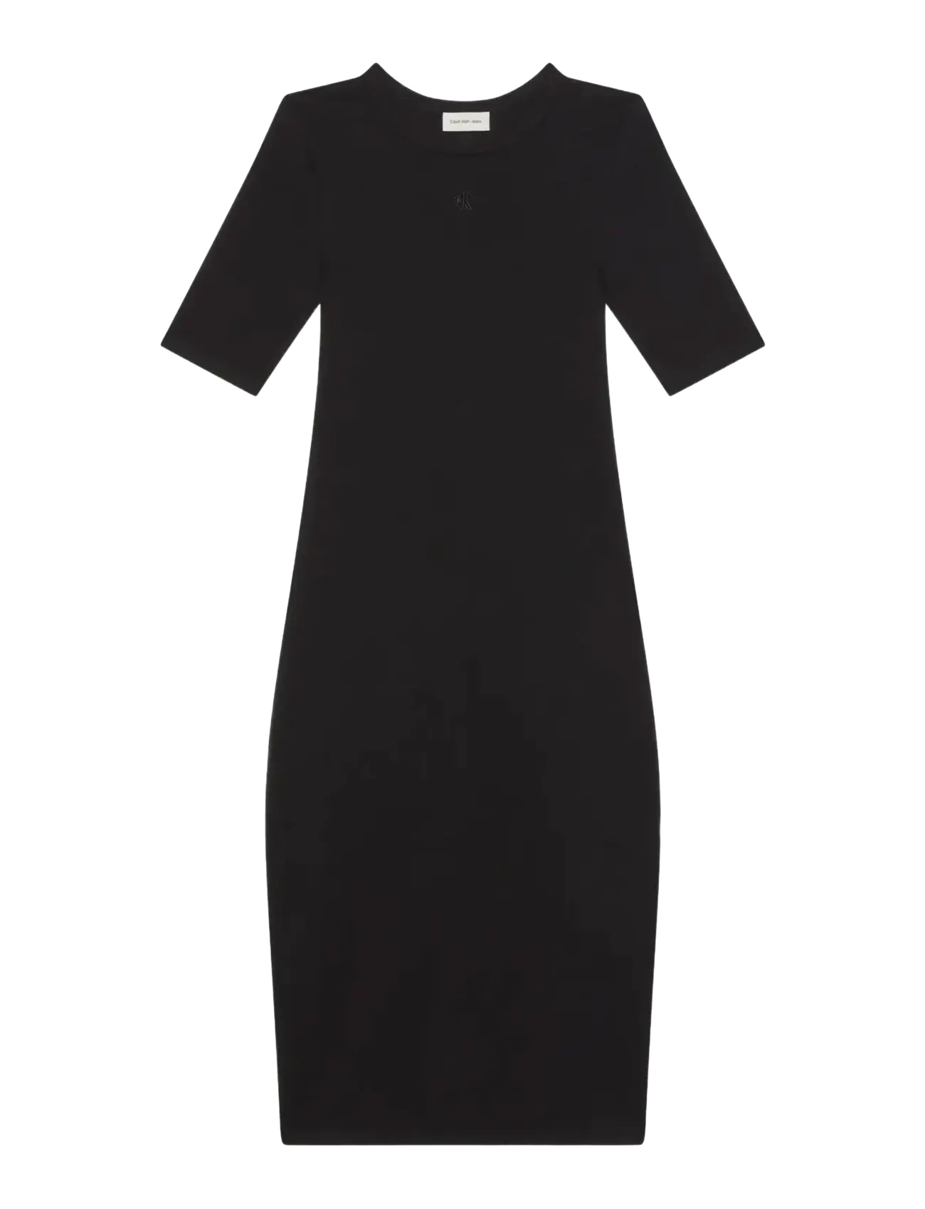 Calvin Klein Jeans HS 1X1 REFINED COTTON RIB MIDI D - Klänningar - BLACK / black