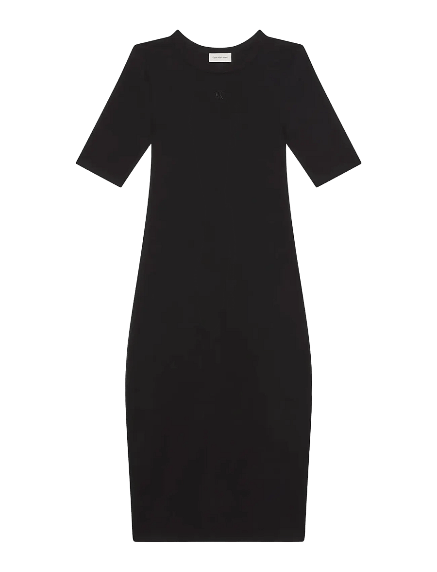 Calvin Klein Jeans - HS 1X1 REFINED COTTON RIB MIDI D - fodralklänningar - black - 1