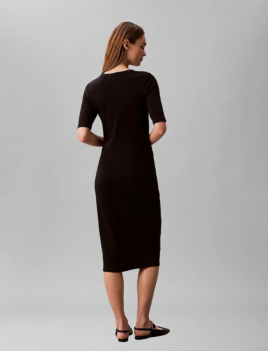 Calvin Klein Jeans - HS 1X1 REFINED COTTON RIB MIDI D - fodralklänningar - black - 3