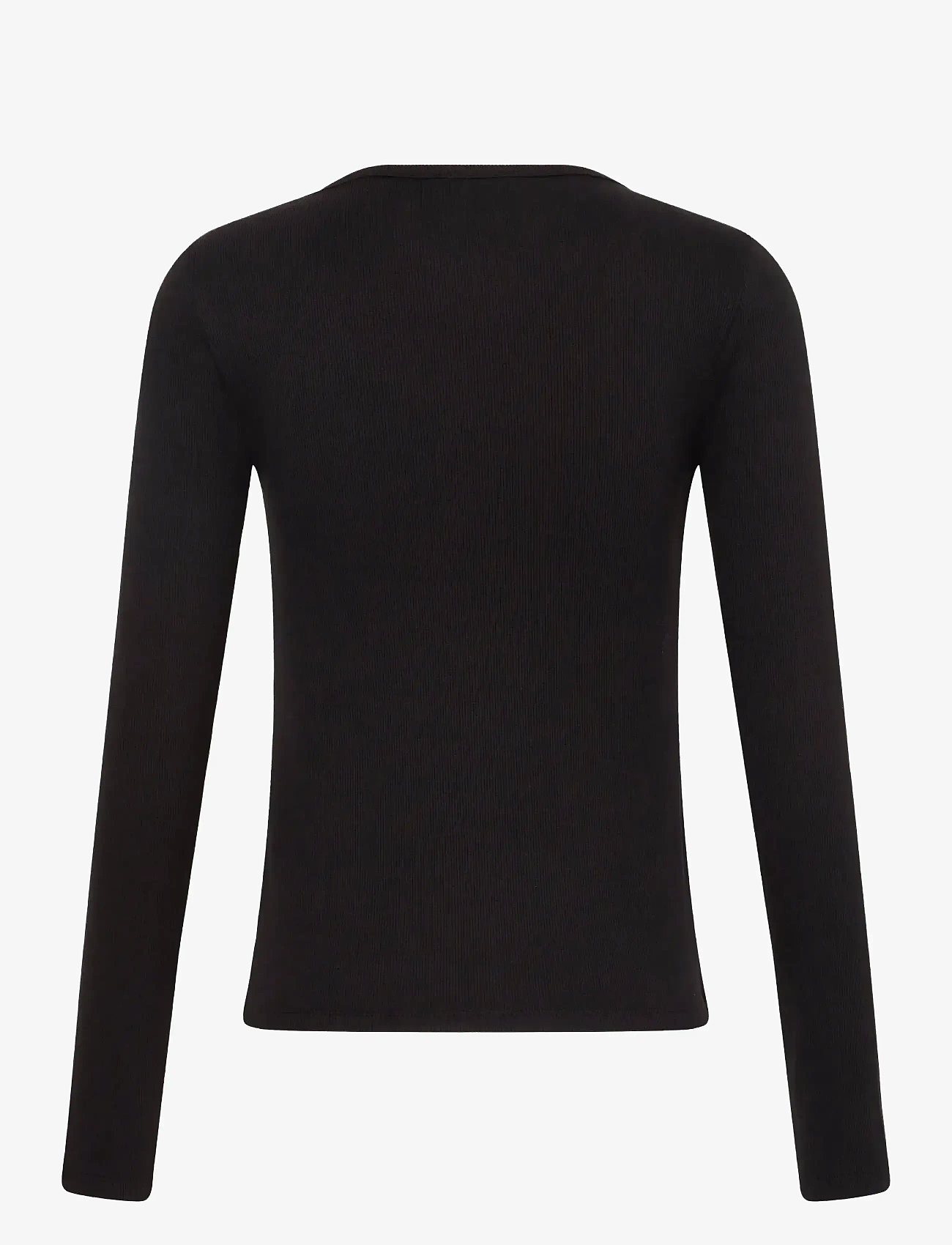 Calvin Klein Jeans - LS WOVEN LABEL 2X2 RIB SCOOP NEC - pikkade varrukatega alussärgid - black - 2