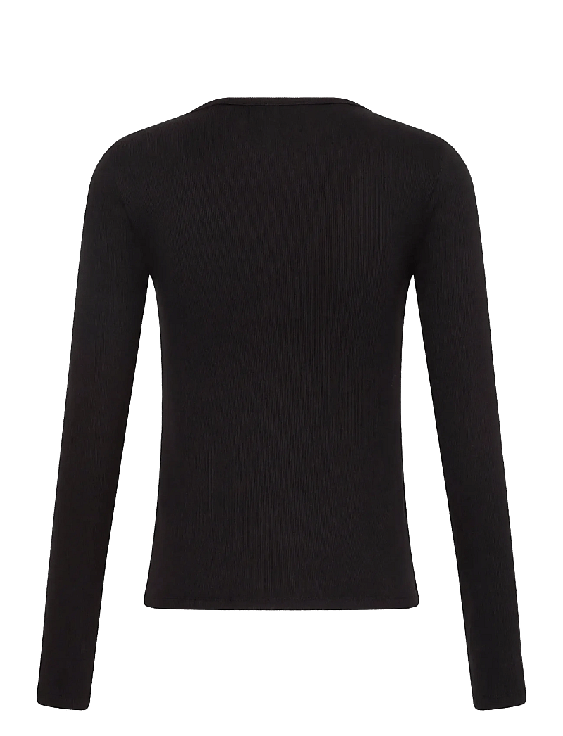 Calvin Klein Jeans - LS WOVEN LABEL 2X2 RIB SCOOP NEC - pikkade varrukatega alussärgid - black - 2