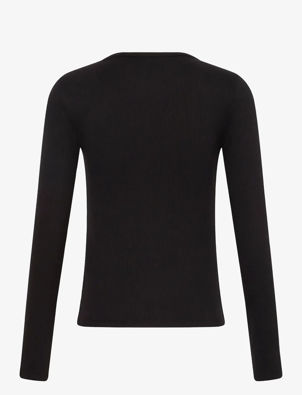 Calvin Klein Jeans - LS WOVEN LABEL 2X2 RIB SCOOP NEC - langärmlige tops - black - 2