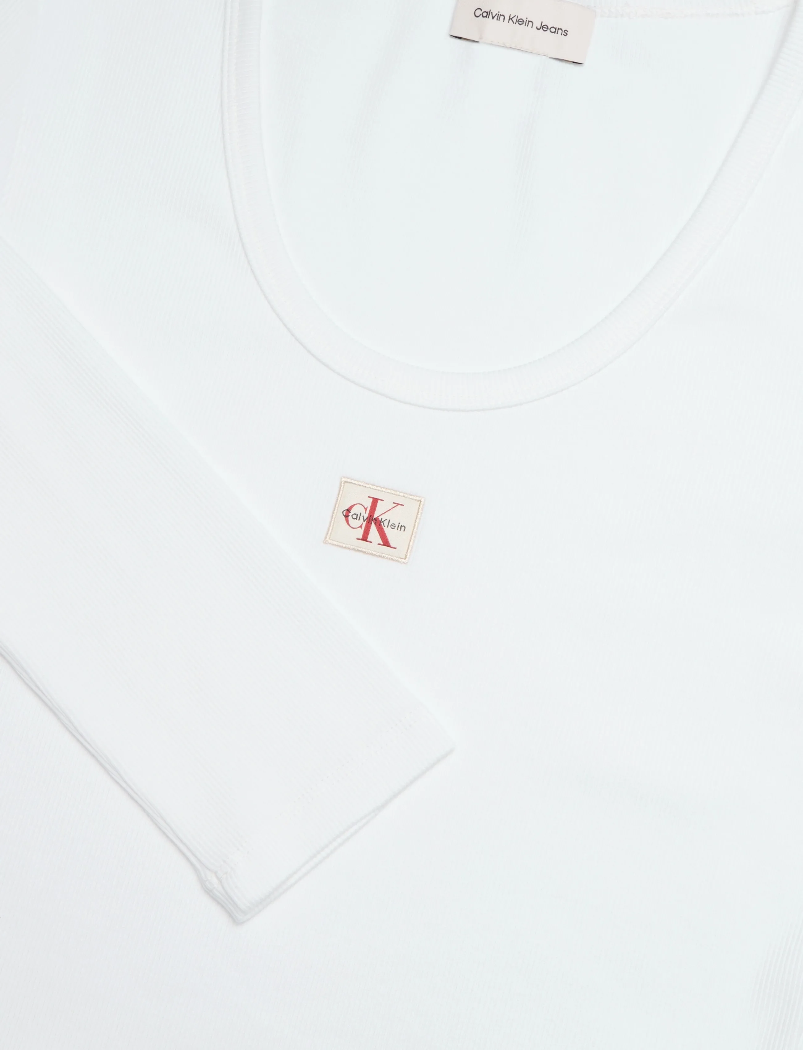Calvin Klein Jeans - LS HERITAGE LABEL SCOOP NCK - langærmede toppe - bright white - 5