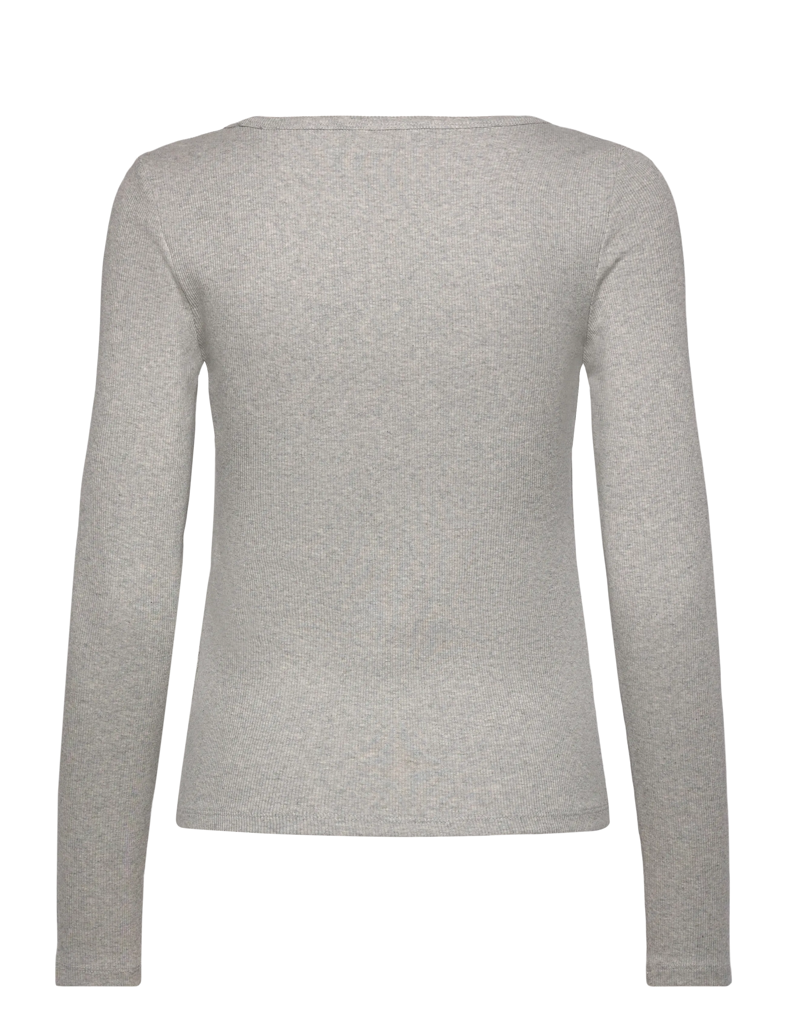 Calvin Klein Jeans - LS WOVEN LABEL 2X2 BABY RIB SCOO - langærmede toppe - history grey heather - 2