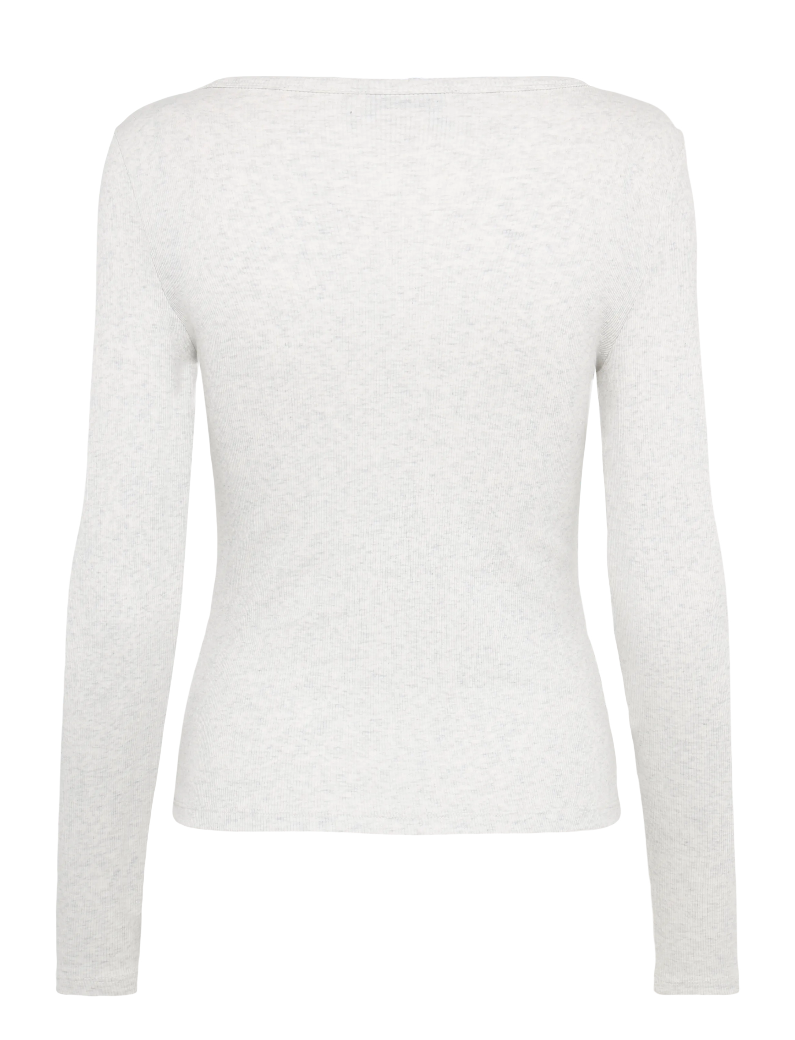 Calvin Klein Jeans - LS WOVEN LABEL 2X2 BABY RIB SCOO - pikkade varrukatega alussärgid - snow heather - 1