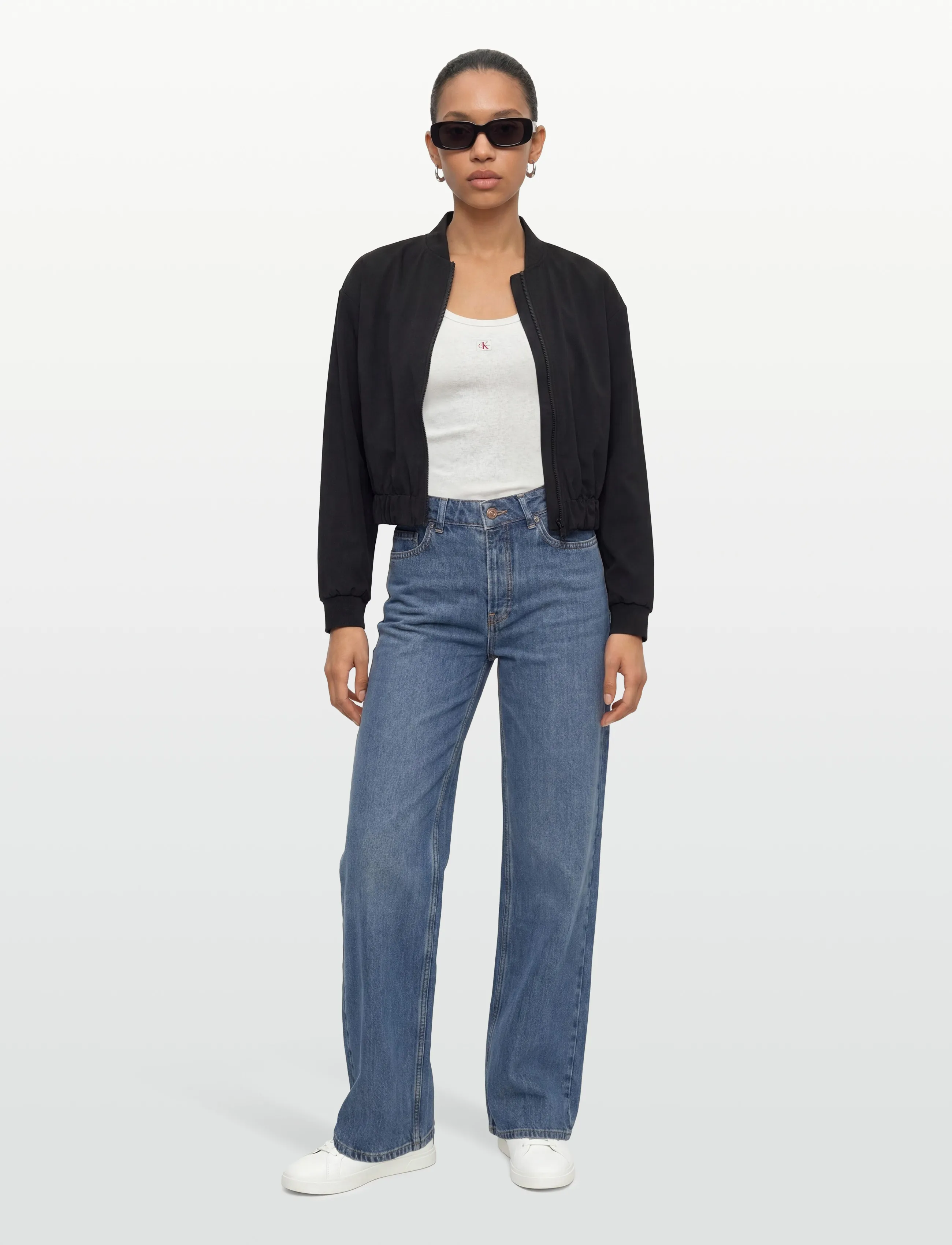Calvin Klein Jeans LS WOVEN LABEL 2X2 BABY RIB SCOO - T-shirts met lange mouwen - SNOW HEATHER / grey