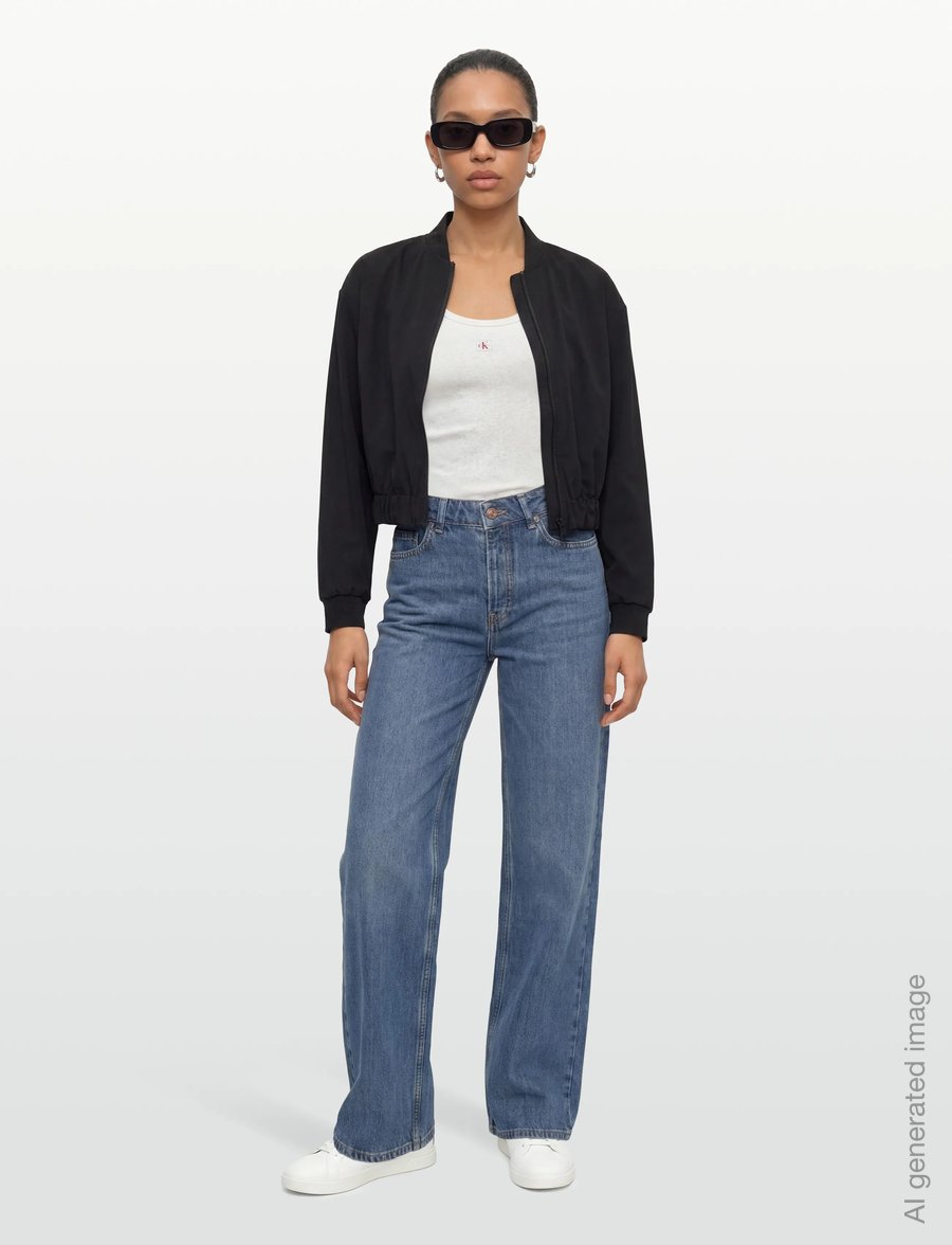 Calvin Klein Jeans - LS WOVEN LABEL 2X2 BABY RIB SCOO - langärmlige tops - snow heather - 0