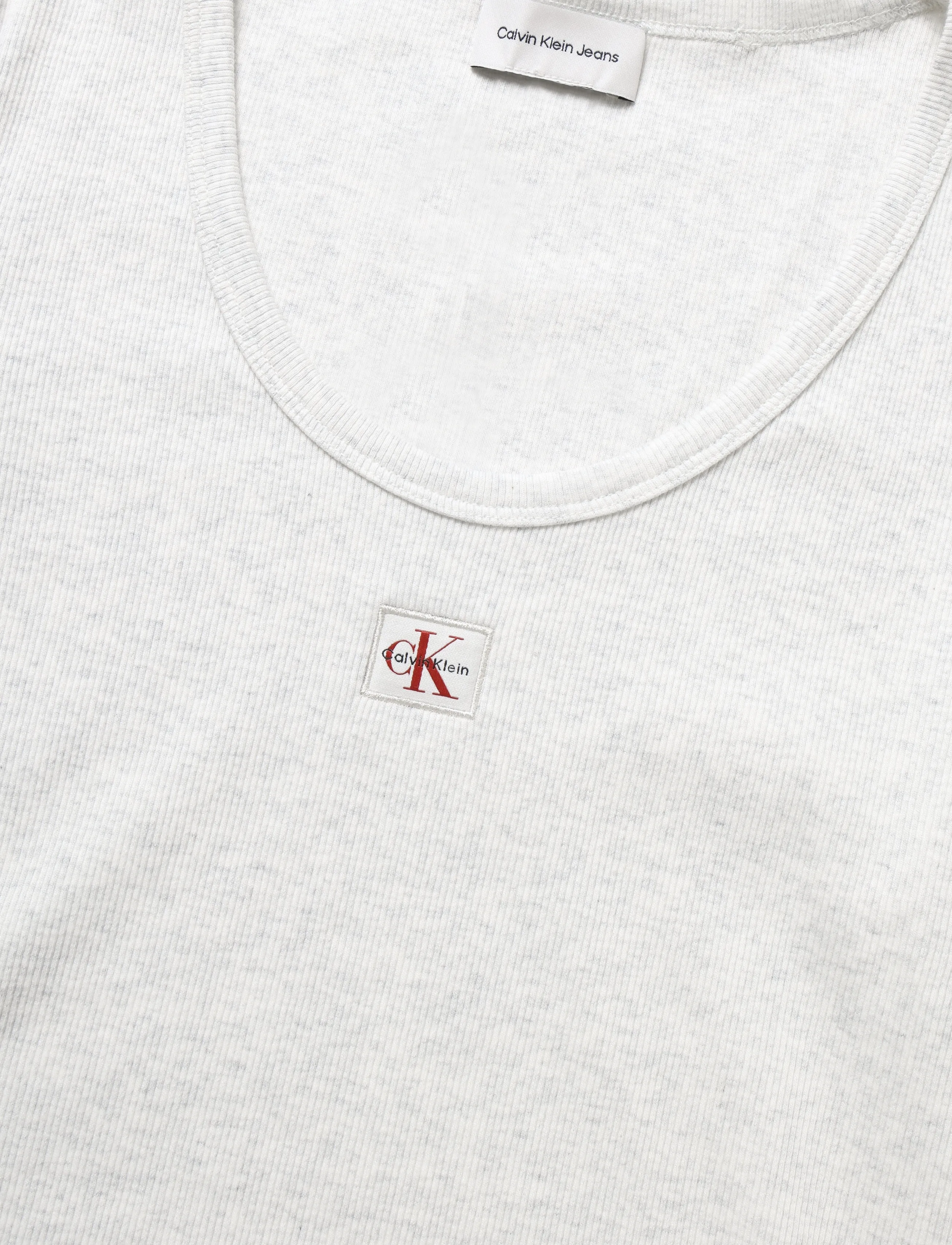 Calvin Klein Jeans - LS WOVEN LABEL 2X2 BABY RIB SCOO - pikkade varrukatega alussärgid - snow heather - 2