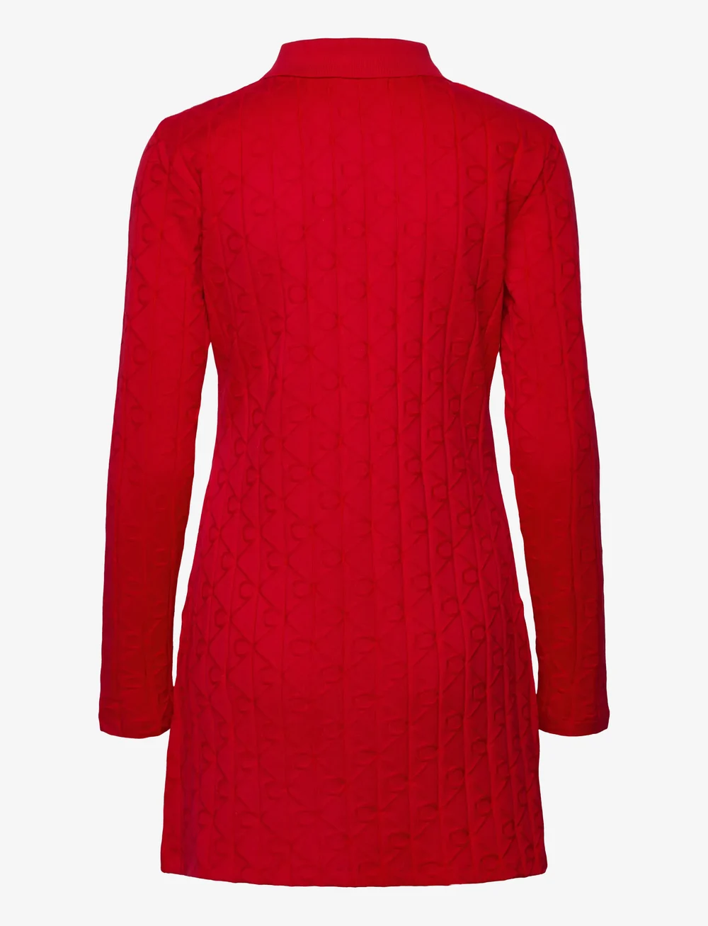 Calvin Klein Jeans - AOP JACQUARD LS POLO DRESS - strikkjoler - berry sangria - 2