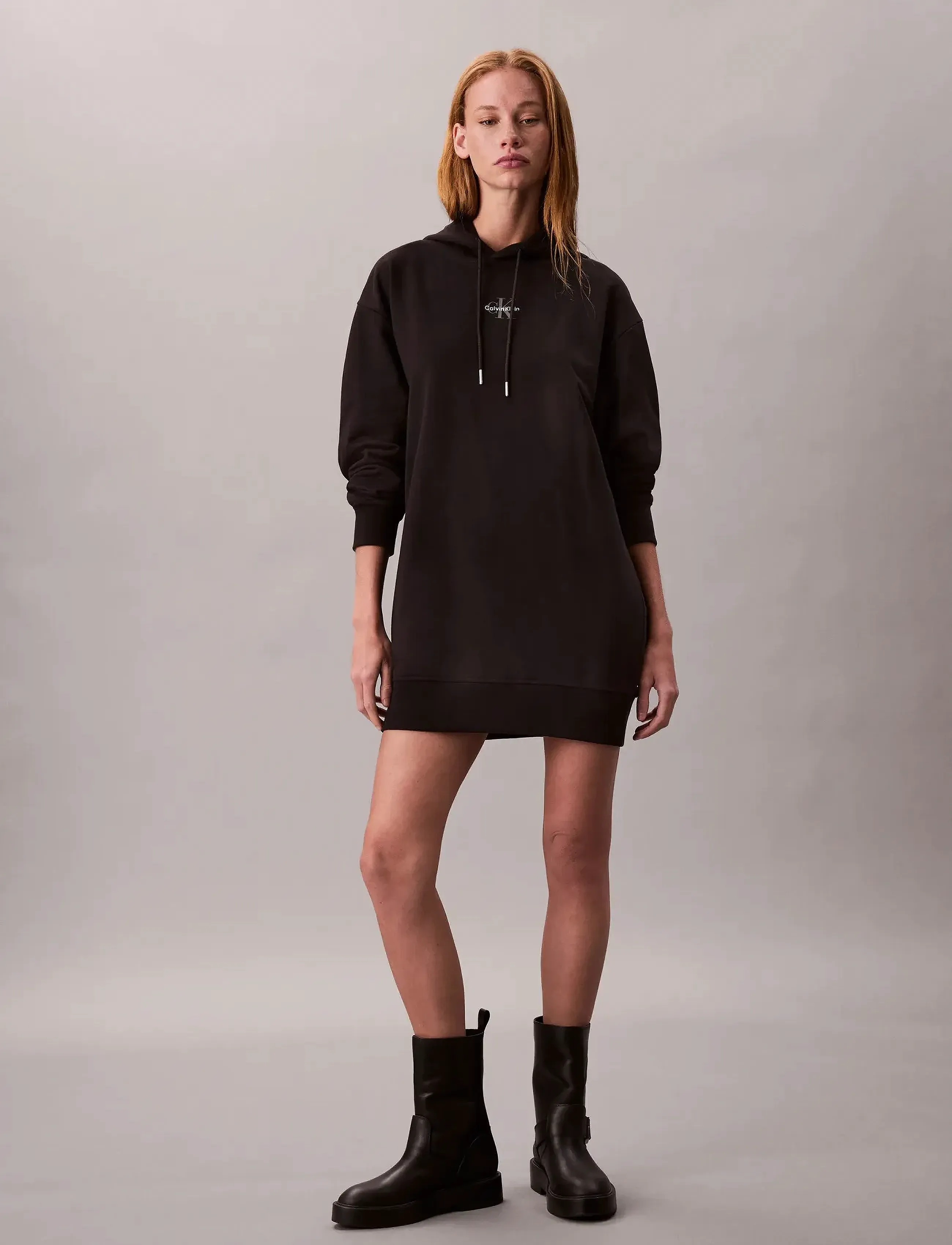 Calvin Klein Jeans LS MONOLOGO PREMIUM TERRY HOODIE - Kapuzenpullover - BLACK / black