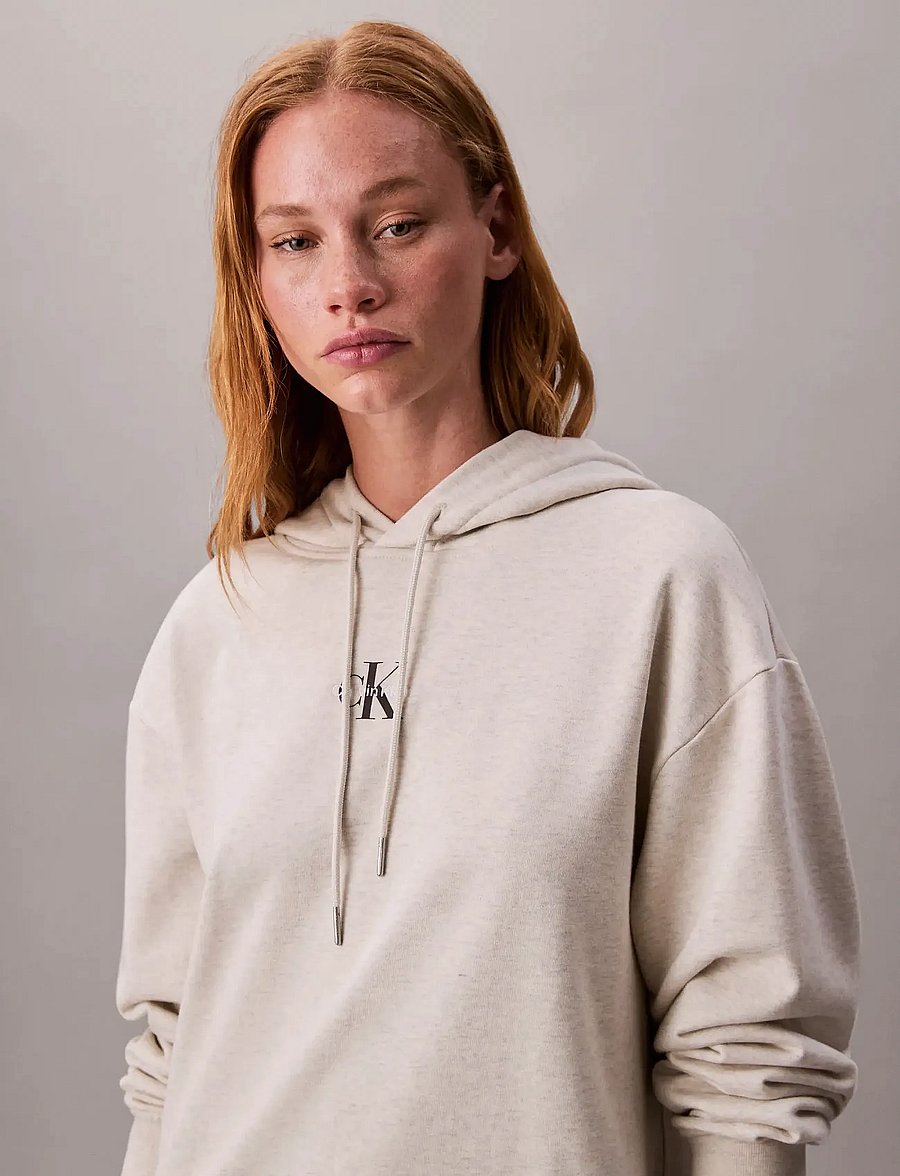 Calvin Klein Jeans - LS MONOLOGO PREMIUM TERRY HOODIE - kapuutsiga pusad - vanilla heather - 3