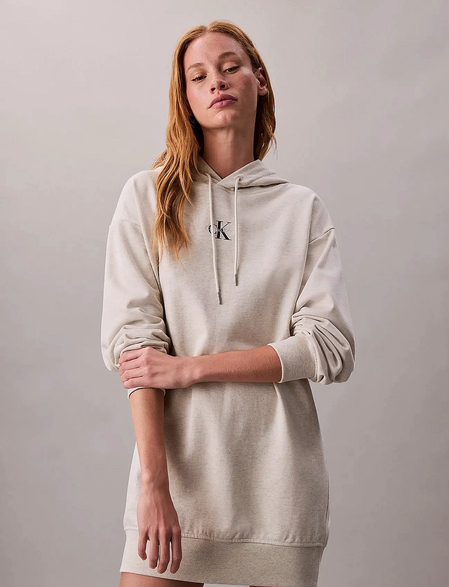 Calvin Klein Jeans - LS MONOLOGO PREMIUM TERRY HOODIE - kapuutsiga pusad - vanilla heather - 5