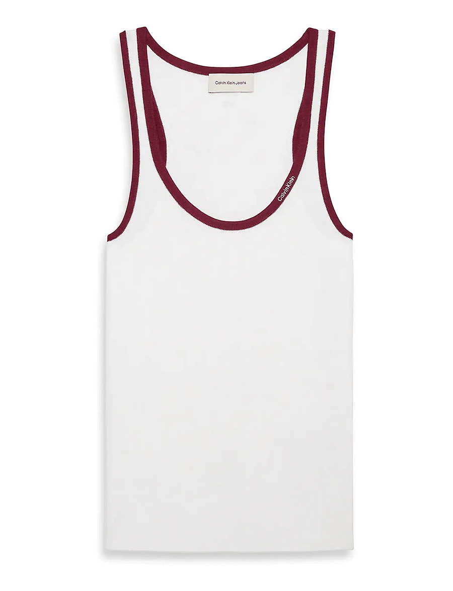 Calvin Klein Jeans - CTN RIB TANK WITH COLOR BLOCK TR - varrukateta topid - brilliant white combo - 1