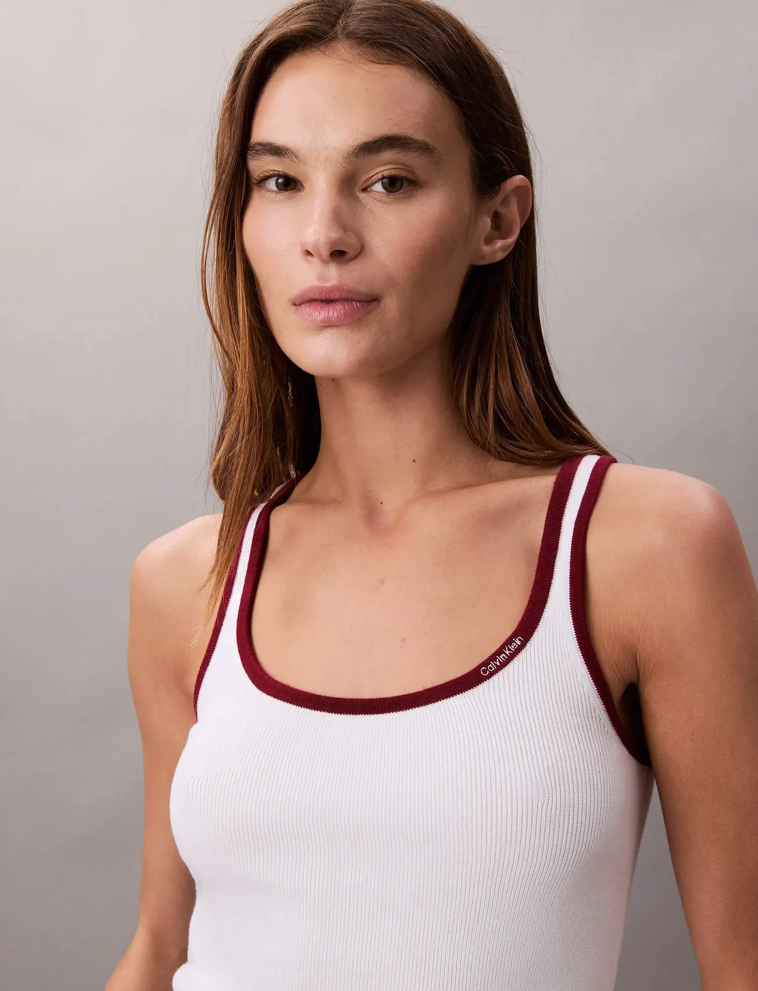 Calvin Klein Jeans - CTN RIB TANK WITH COLOR BLOCK TR - Ärmellose tops - brilliant white combo - 2