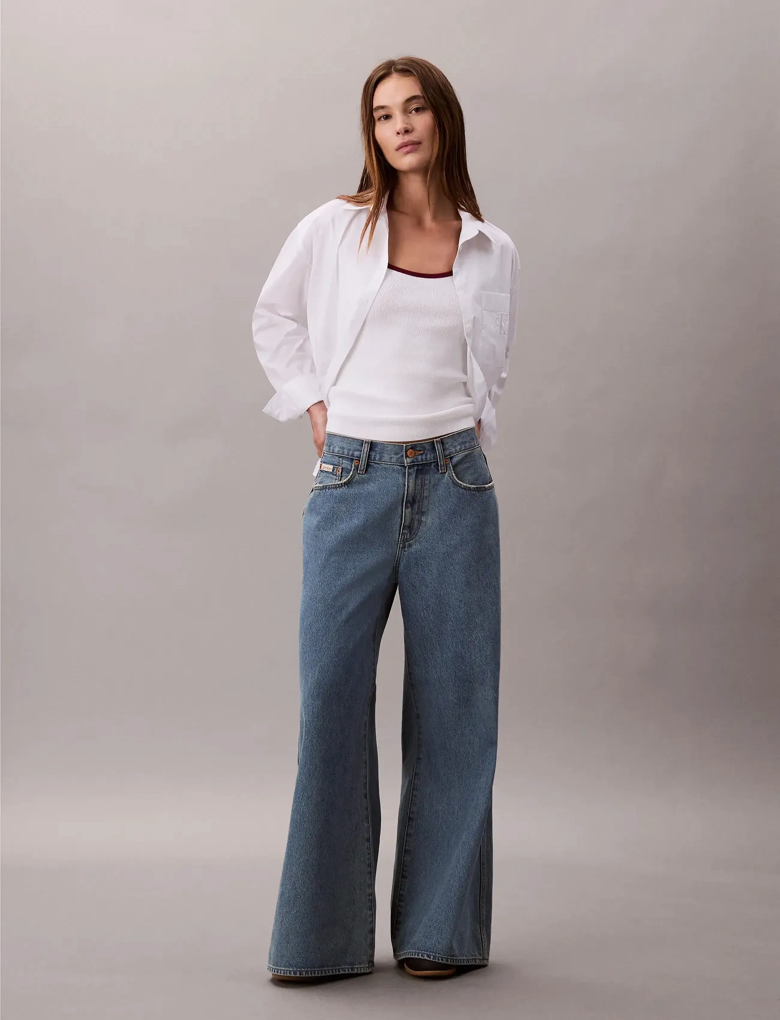 Calvin Klein Jeans - CTN RIB TANK WITH COLOR BLOCK TR - Ärmellose tops - brilliant white combo - 3