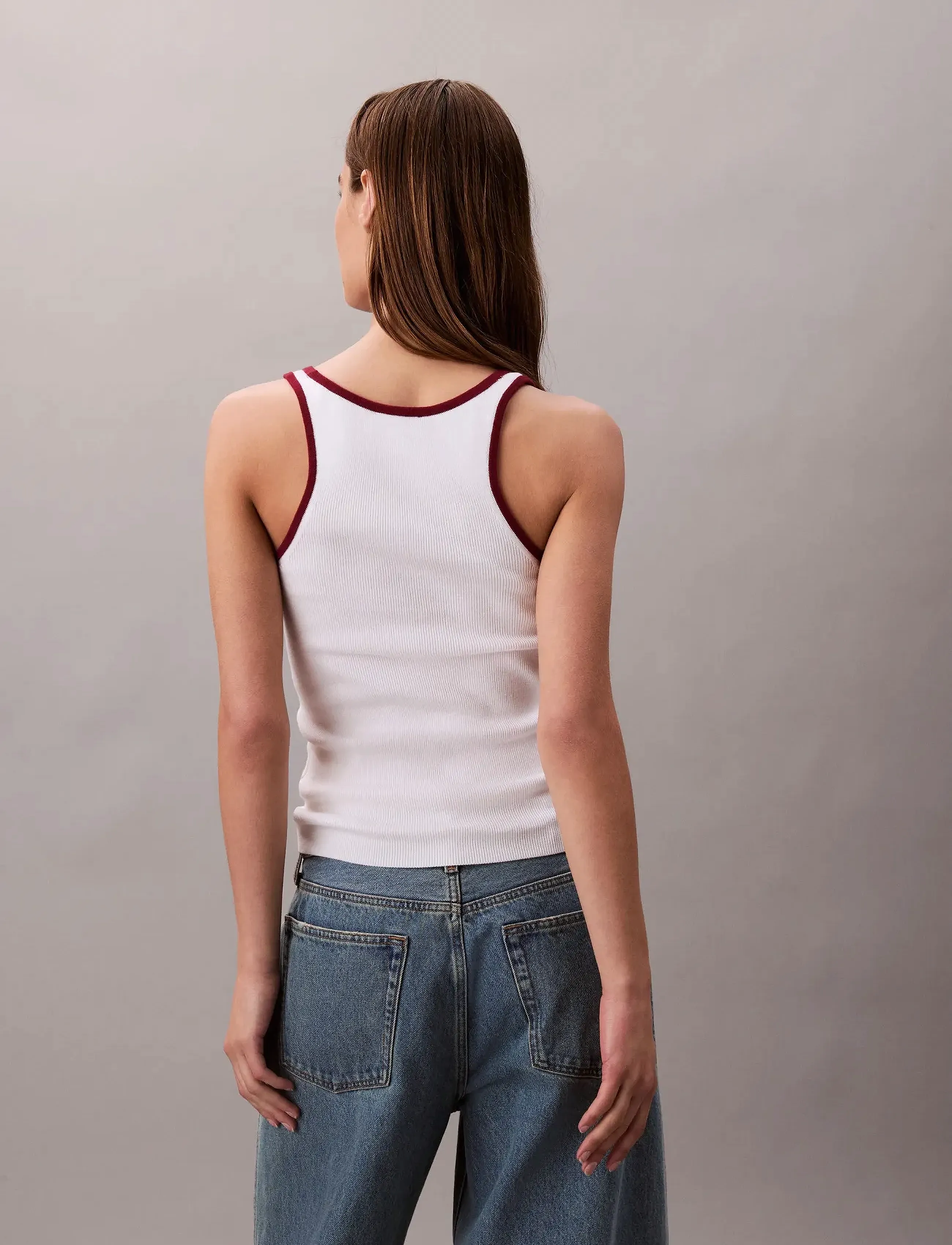 Calvin Klein Jeans - CTN RIB TANK WITH COLOR BLOCK TR - Ärmellose tops - brilliant white combo - 5