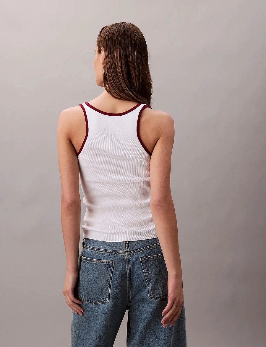 Calvin Klein Jeans - CTN RIB TANK WITH COLOR BLOCK TR - varrukateta topid - brilliant white combo - 5