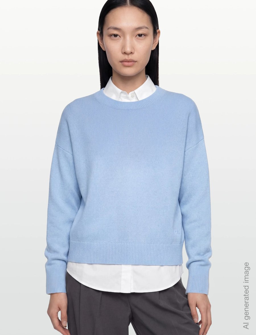Calvin Klein Jeans - Long Sleeve Crew Neck Sweater - striktrøjer - hydrangea - 3